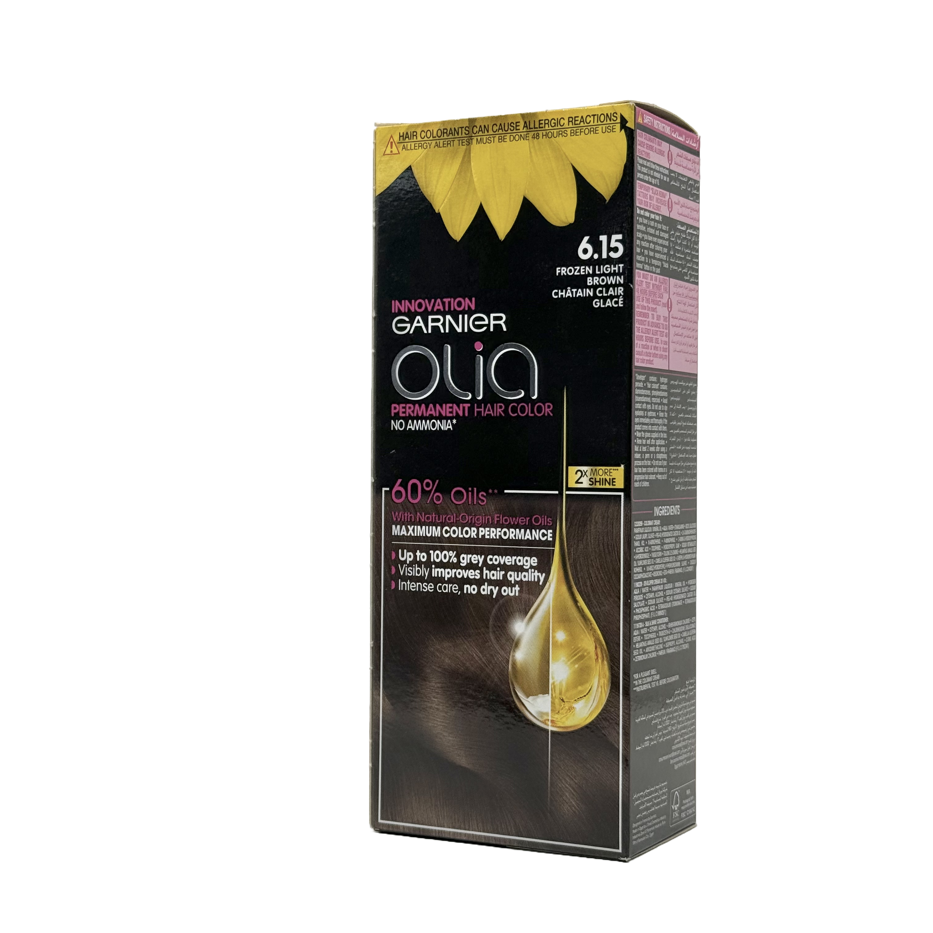 Olia by Garnier 6.15 Frozen Light Brown No Ammonia Permanent Hair Color - أوليا من غارنييه 6.15 بني فاتح مثلج صبغة شعر دائمة بدون أمونيا