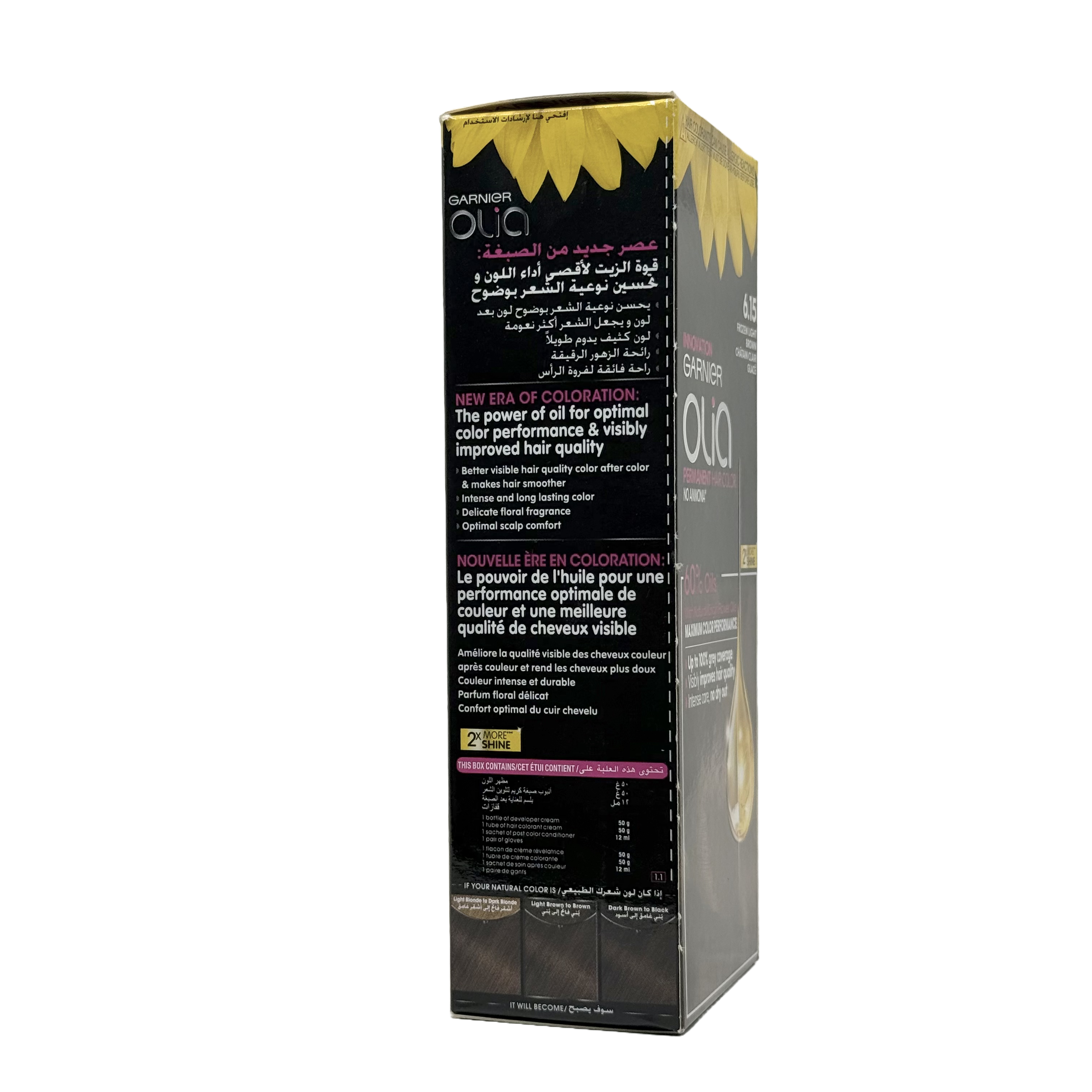 Olia by Garnier 6.15 Frozen Light Brown No Ammonia Permanent Hair Color - أوليا من غارنييه 6.15 بني فاتح مثلج صبغة شعر دائمة بدون أمونيا