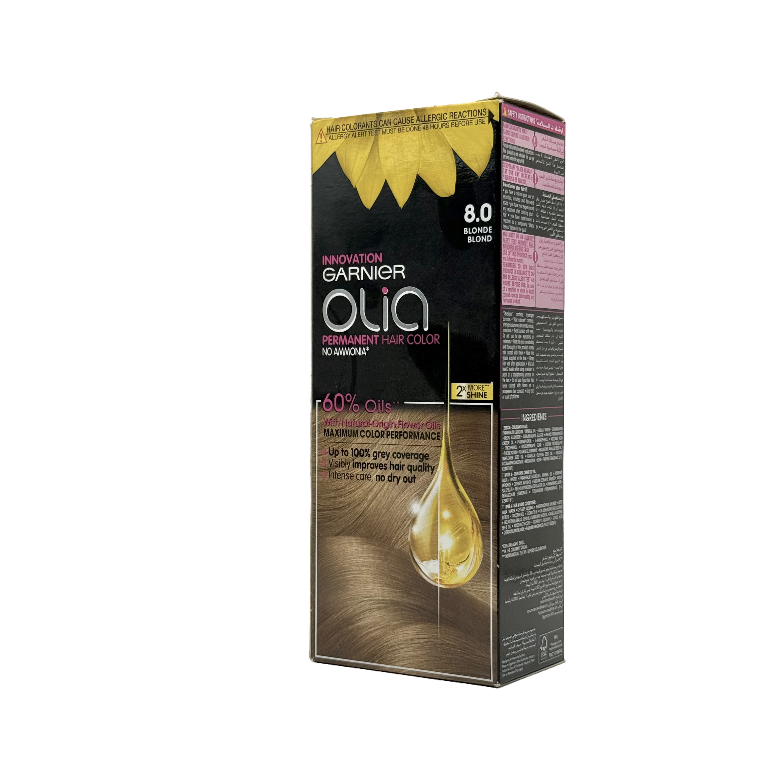 Olia by Garnier 8.0 Blonde No Ammonia Permanent Hair Color - أوليا من غارنييه 8.0 أشقر صبغة شعر دائمة بدون أمونيا