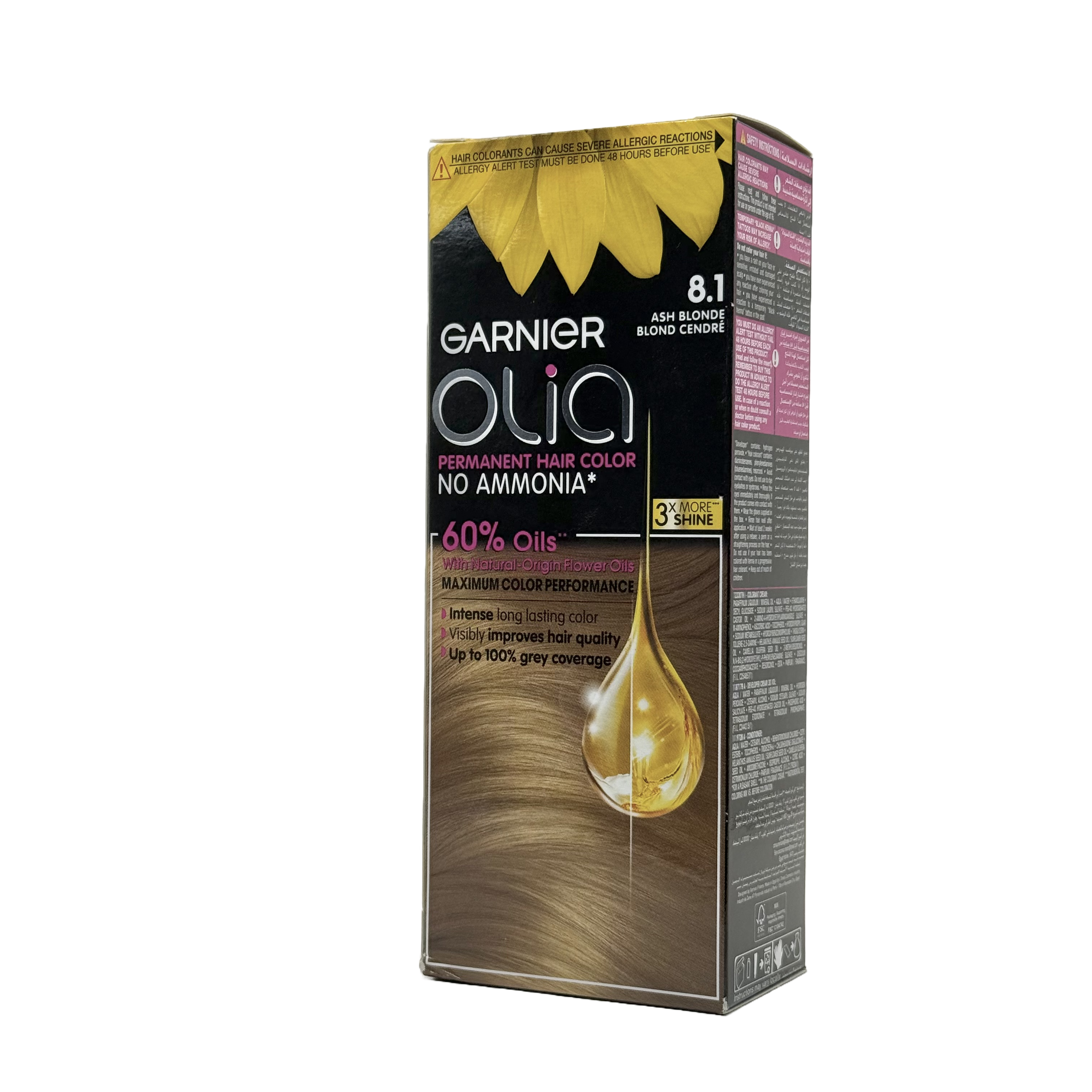 Olia by Garnier 8.1 Ash Blonde No Ammonia Permanent Hair Color - أوليا من غارنييه 8.1 أشقر رمادي صبغة شعر دائمة بدون أمونيا