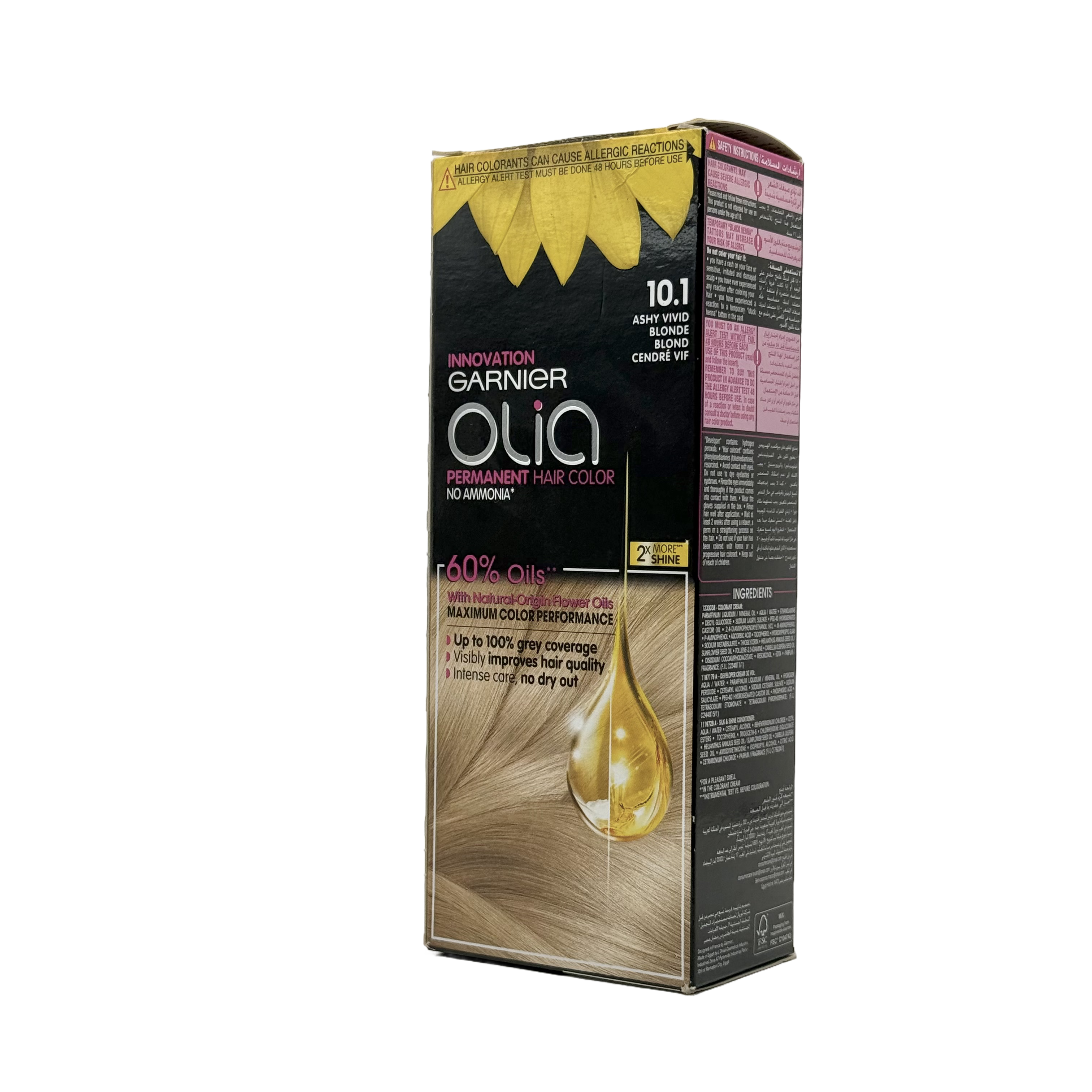 Olia by Garnier 10.1 Ashy Vivid Blonde No Ammonia Permanent Hair Color - أوليا من غارنييه 10.1 أشقر رمادي فاقع صبغة شعر دائمة بدون أمونيا