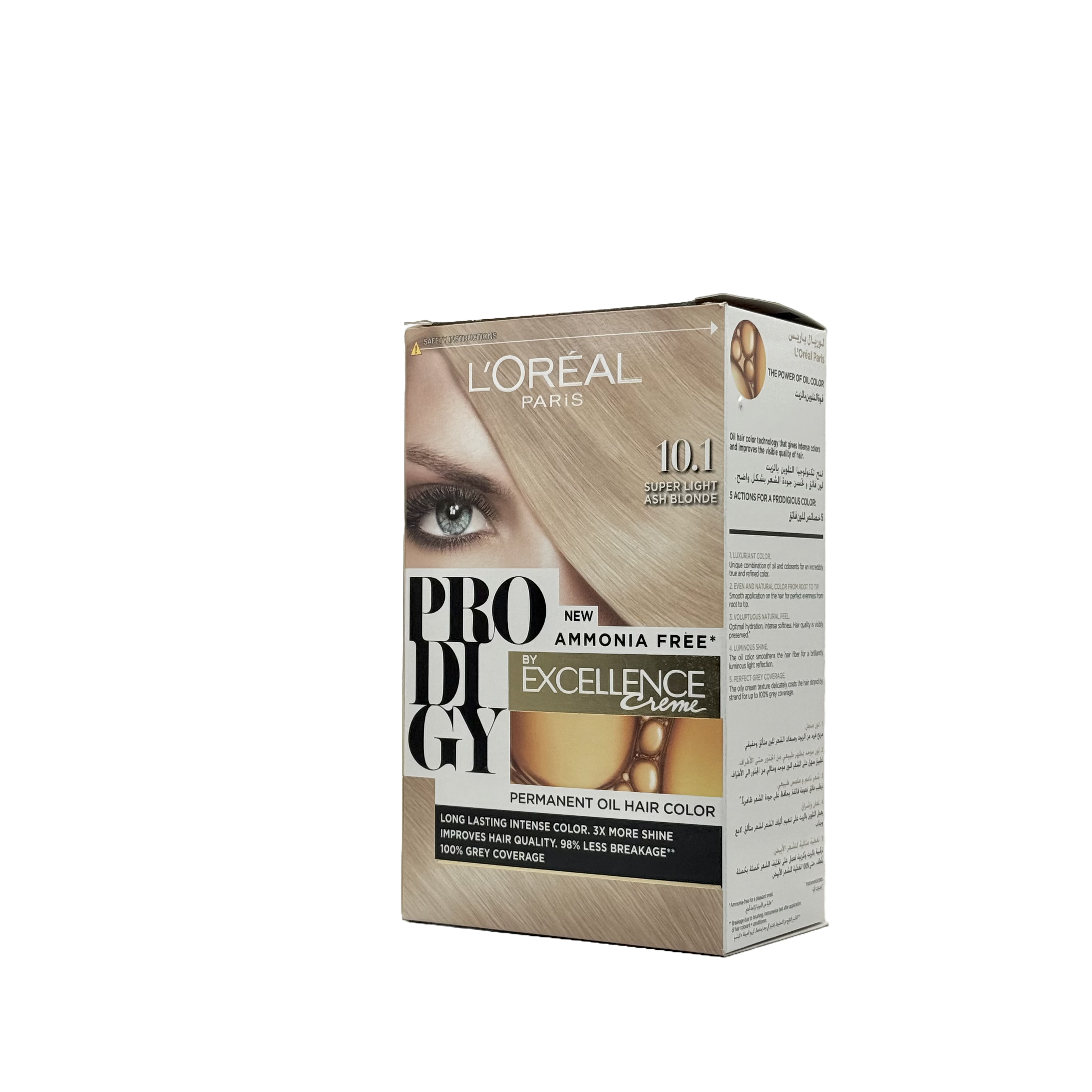 Loreal Prodigy Hair Color Shade 10.1 Super Light Ash Blonde - صبغة شعر لوريال برودجي 10.1 أشقر رمادي فائق الفتح