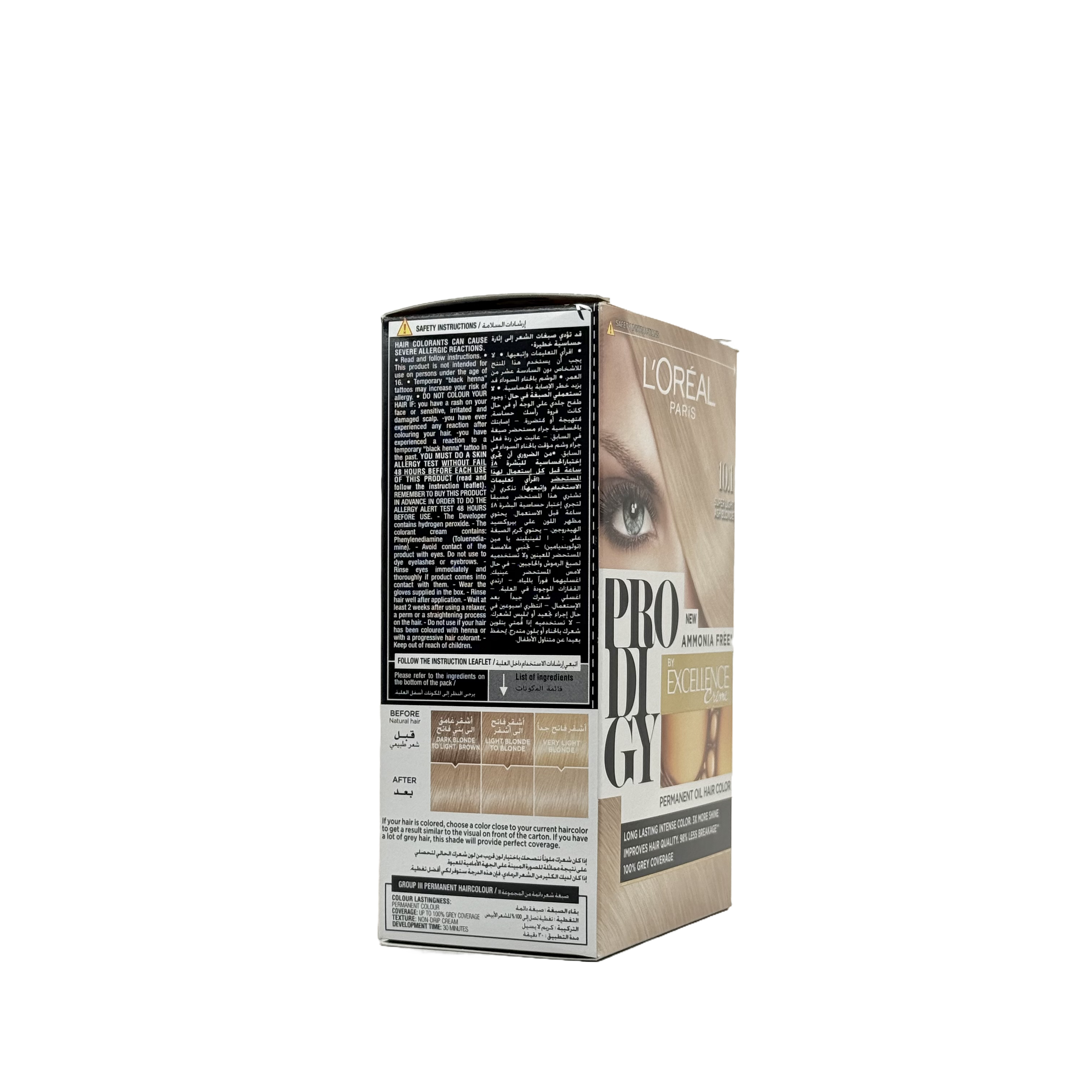 Loreal Prodigy Hair Color Shade 10.1 Super Light Ash Blonde - صبغة شعر لوريال برودجي 10.1 أشقر رمادي فائق الفتح