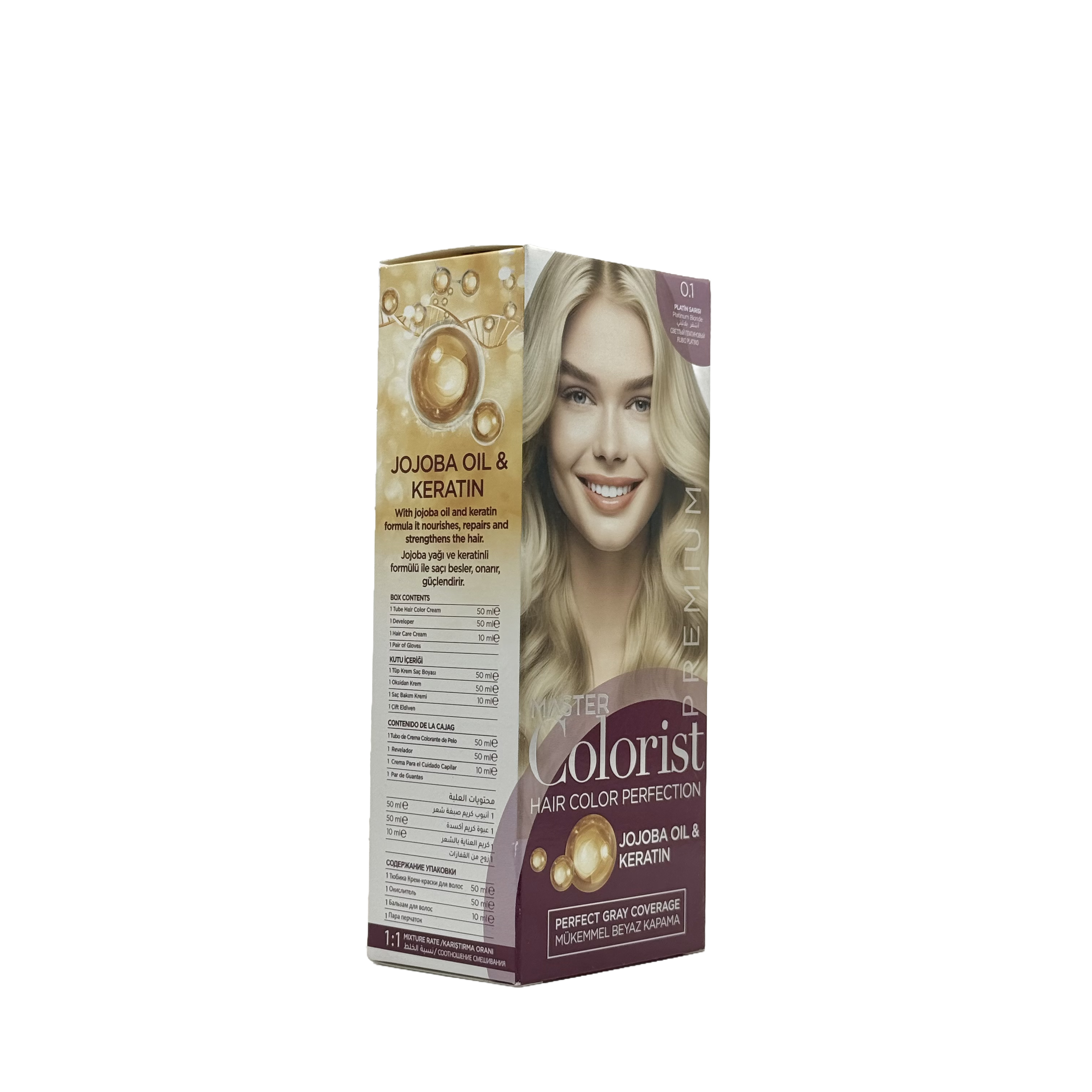 Master Colorist Premium Cream Hair Dye 0.1 Platin Blonde - ماستر كولوريست بريميوم كريم صبغة شعر 0.1 أشقر بلاتيني