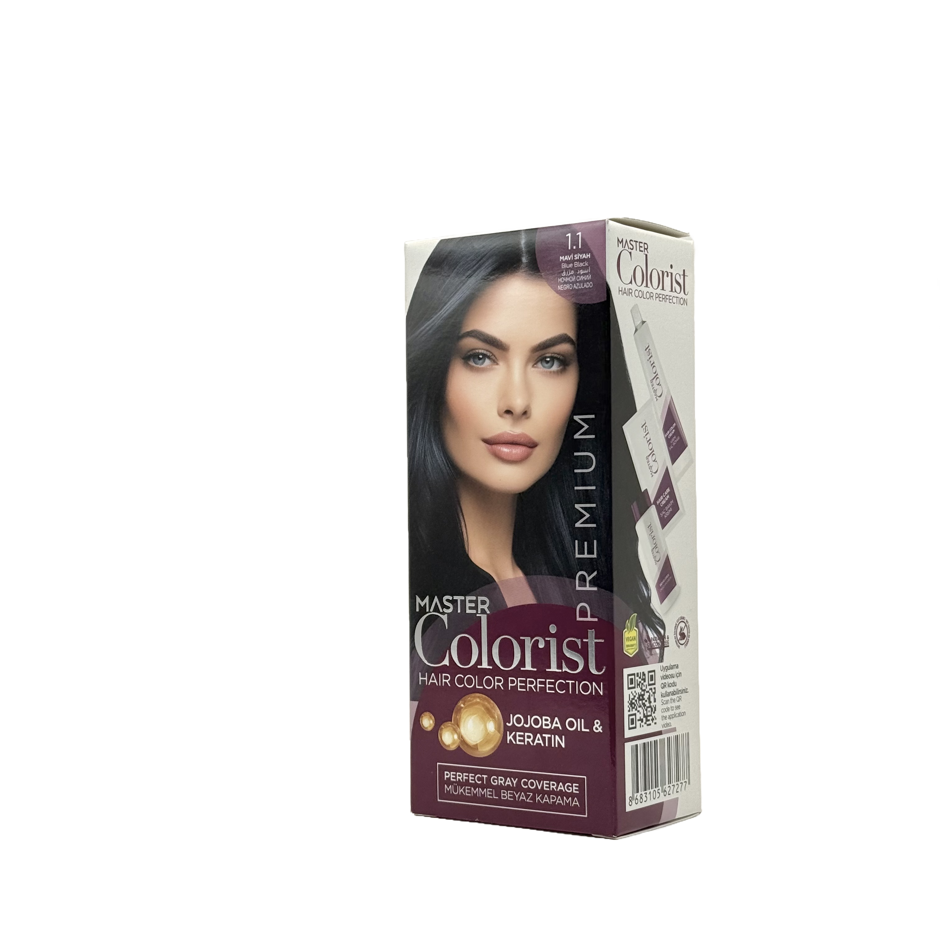 Master Colorist Premium Cream Hair Dye 1.1 Blue Black - ماستر كولوريست بريميوم كريم صبغة شعر 1.1 أسود مزرق