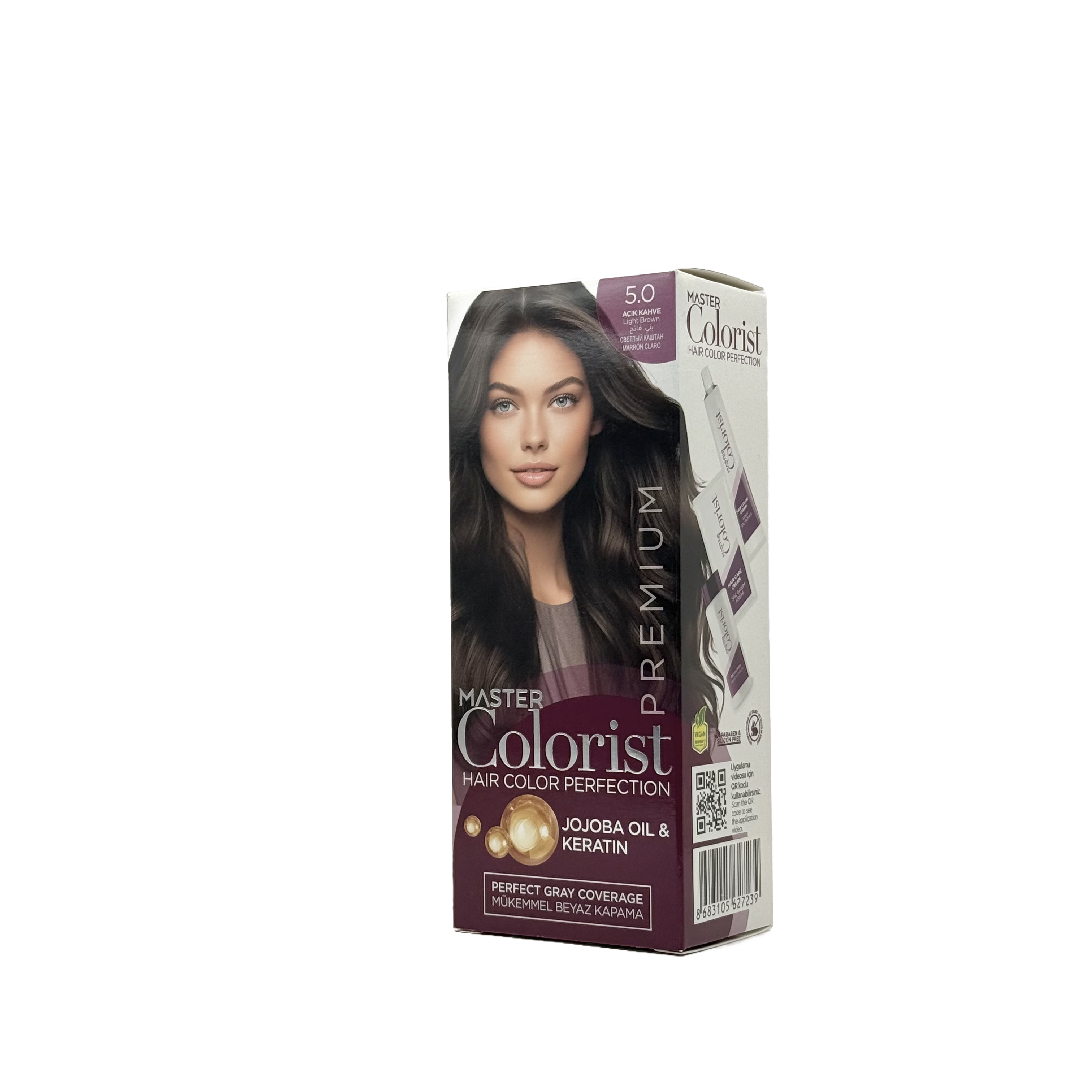 Master Colorist Premium Cream Hair Dye 5.0 Light Brown - ماستر كولوريست بريميوم كريم صبغة شعر 5.0 بني فاتح