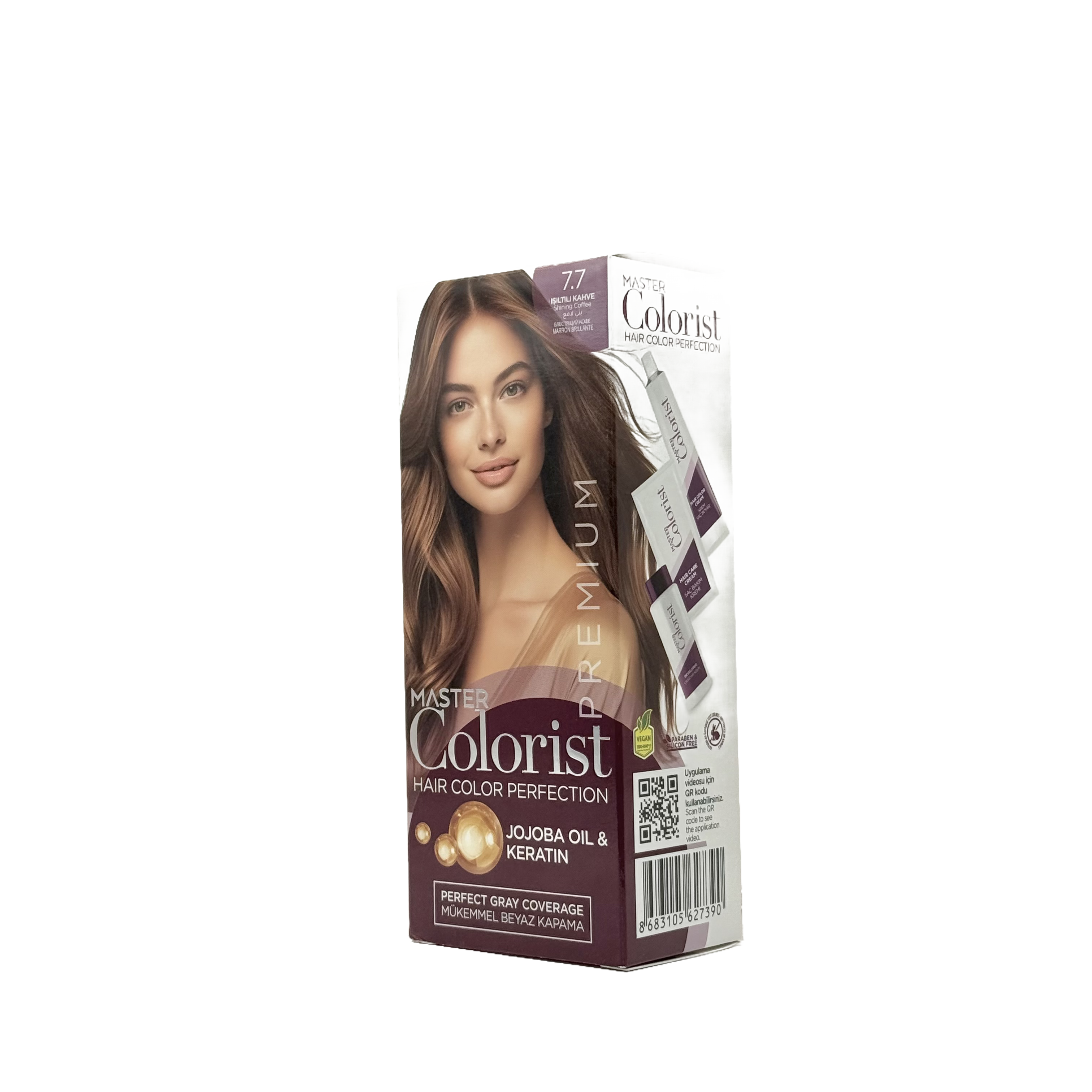 Master Colorist Premium Cream Hair Dye 7.7 Shining Coffee - ماستر كولوريست بريميوم كريم صبغة شعر 7.7 قهوة لامعة