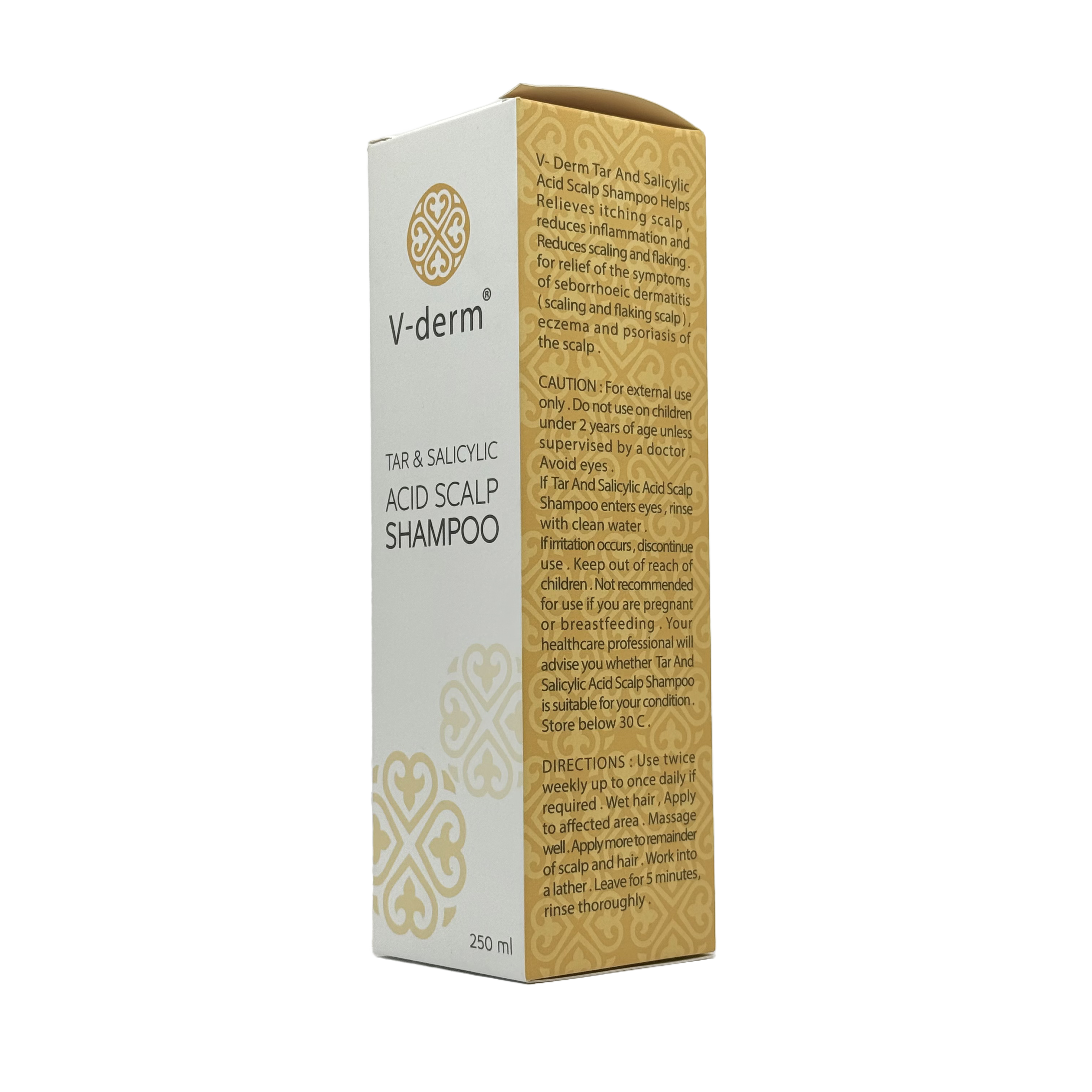 V Derm Tar And Salicylic Acid Scalp Shampoo 250ml - في ديرم شامبو فروة الرأس بالقطران وحمض الساليسيليك 250 مل