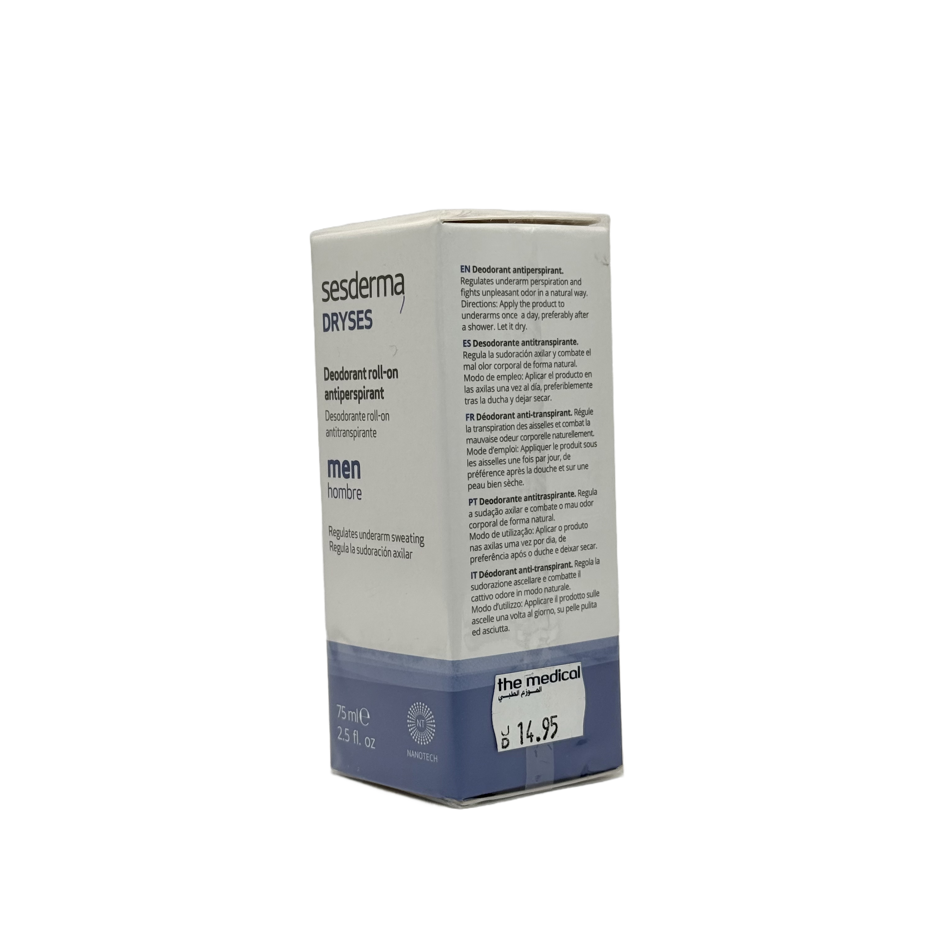 Sesderma Dryses Deo Roll On Men 75ml - سيزديرما درايسيس رول أون مزيل تعرق للرجال 75 مل