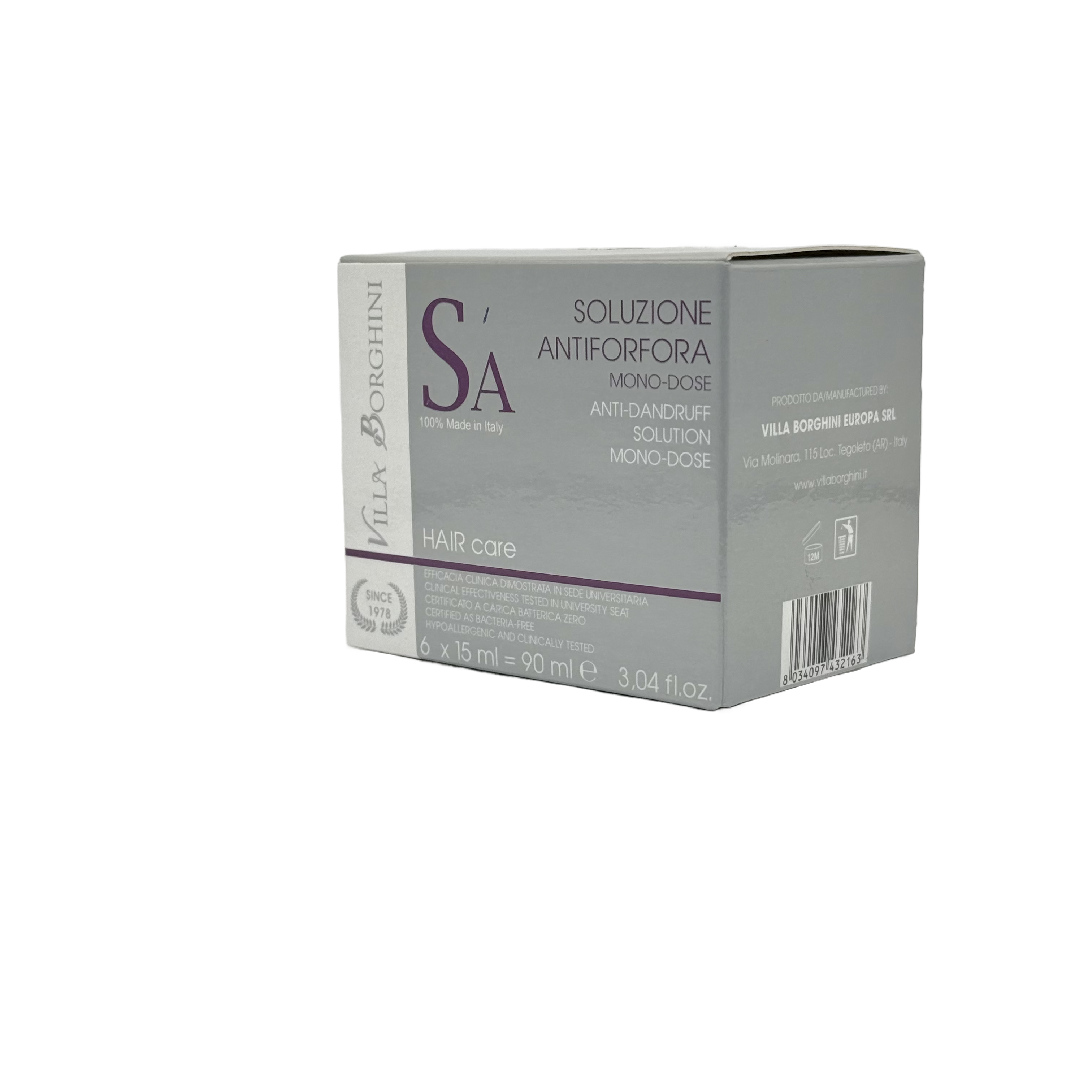 SOLUZIONE MONODOSE ANTIFORFORA 6 x 15ml - محلول أحادي الجرعة مضاد للقشرة 6 × 15 مل