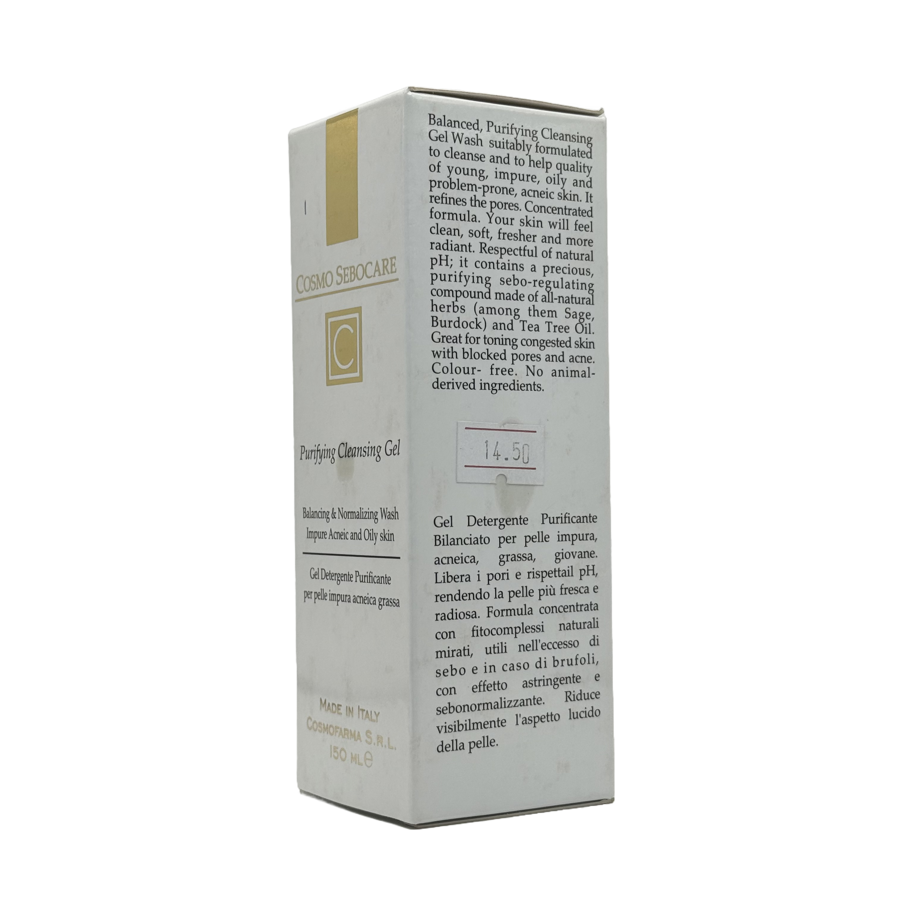 Cosmo Sebocare Purifying Cleansing Gel 150ml - جل كوزمو سيبوكـير المنظف والمنقي 150 مل