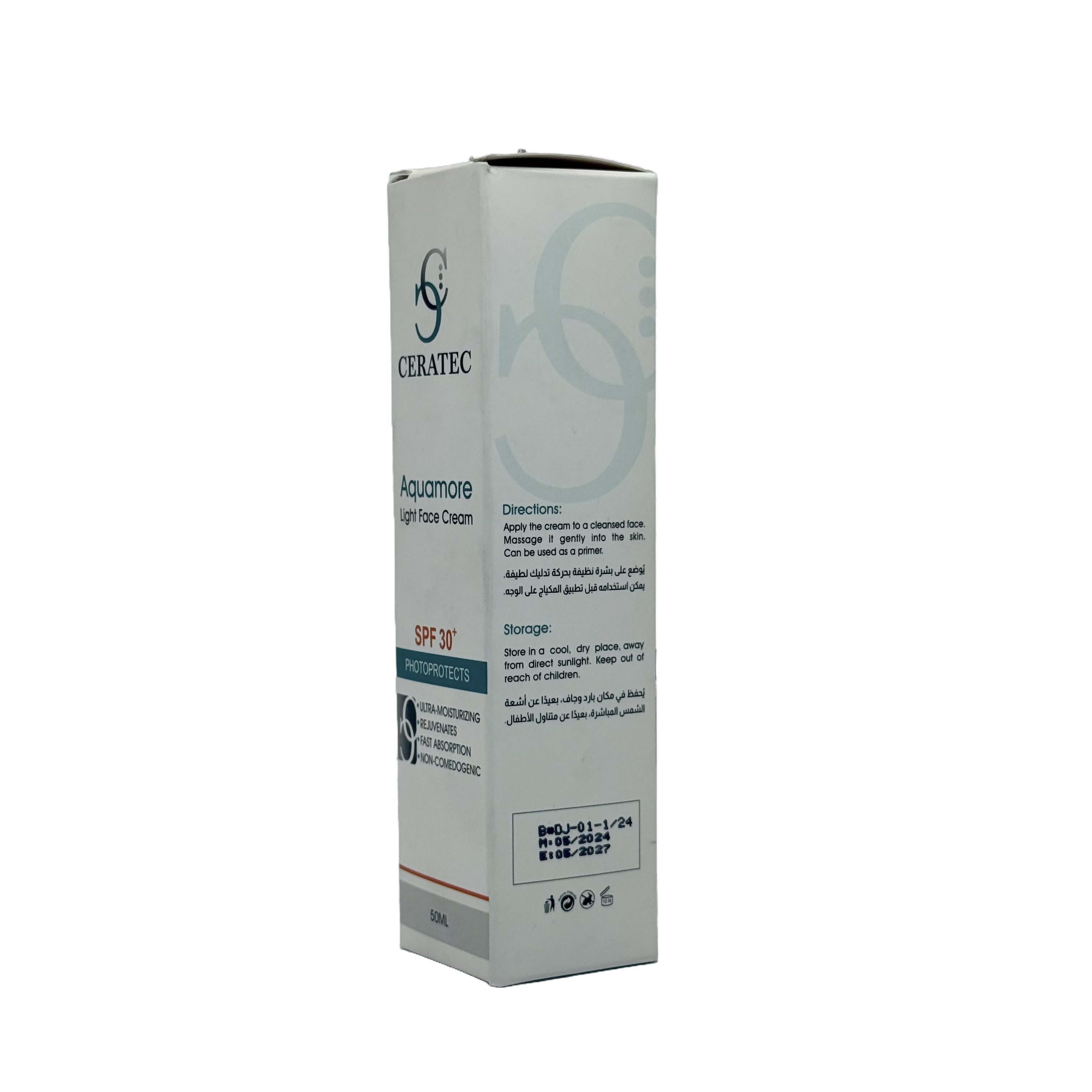 Ceratec Aquamore SPF 30 Light Cream 50ml - كريم سيراتيك أكوامور الخفيف مع حماية SPF 30 بحجم 50 مل