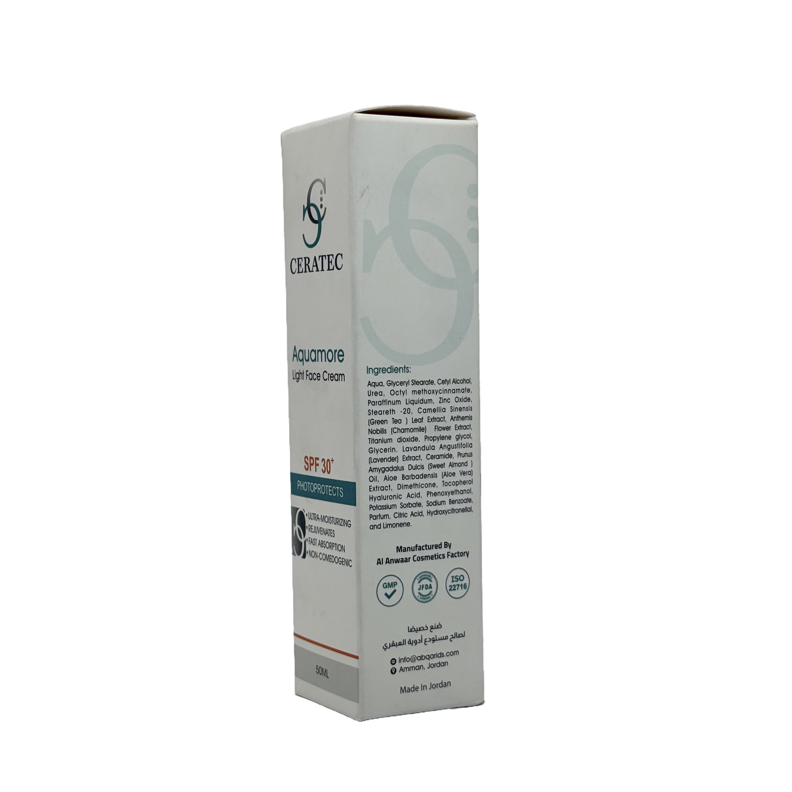 Ceratec Aquamore SPF 30 Light Cream 50ml - كريم سيراتيك أكوامور الخفيف مع حماية SPF 30 بحجم 50 مل