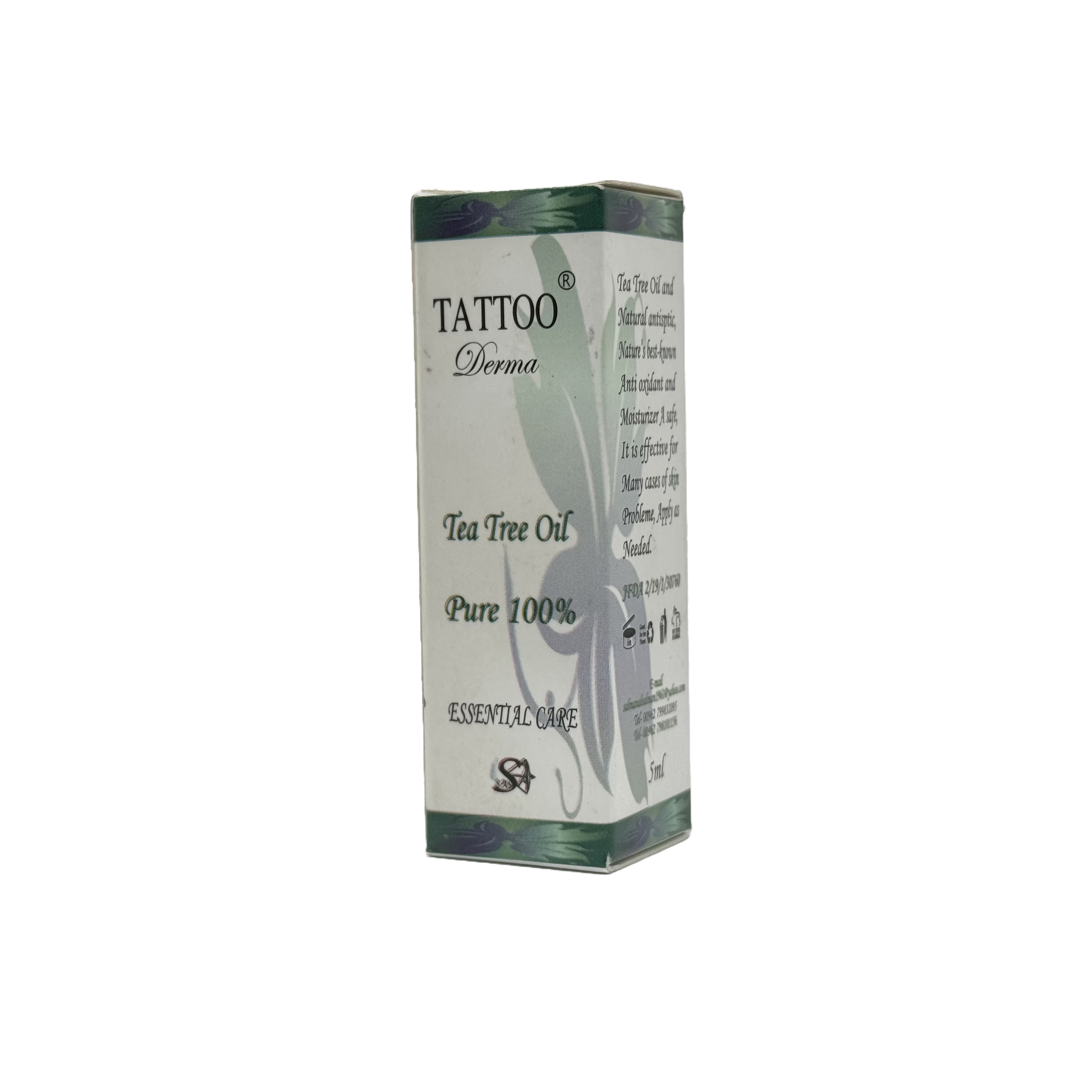 Tattoo Derma Tea Tree Oil Pure 100% 5ml - زيت تاتو ديرما شجرة الشاي نقي 100% 5 مل
