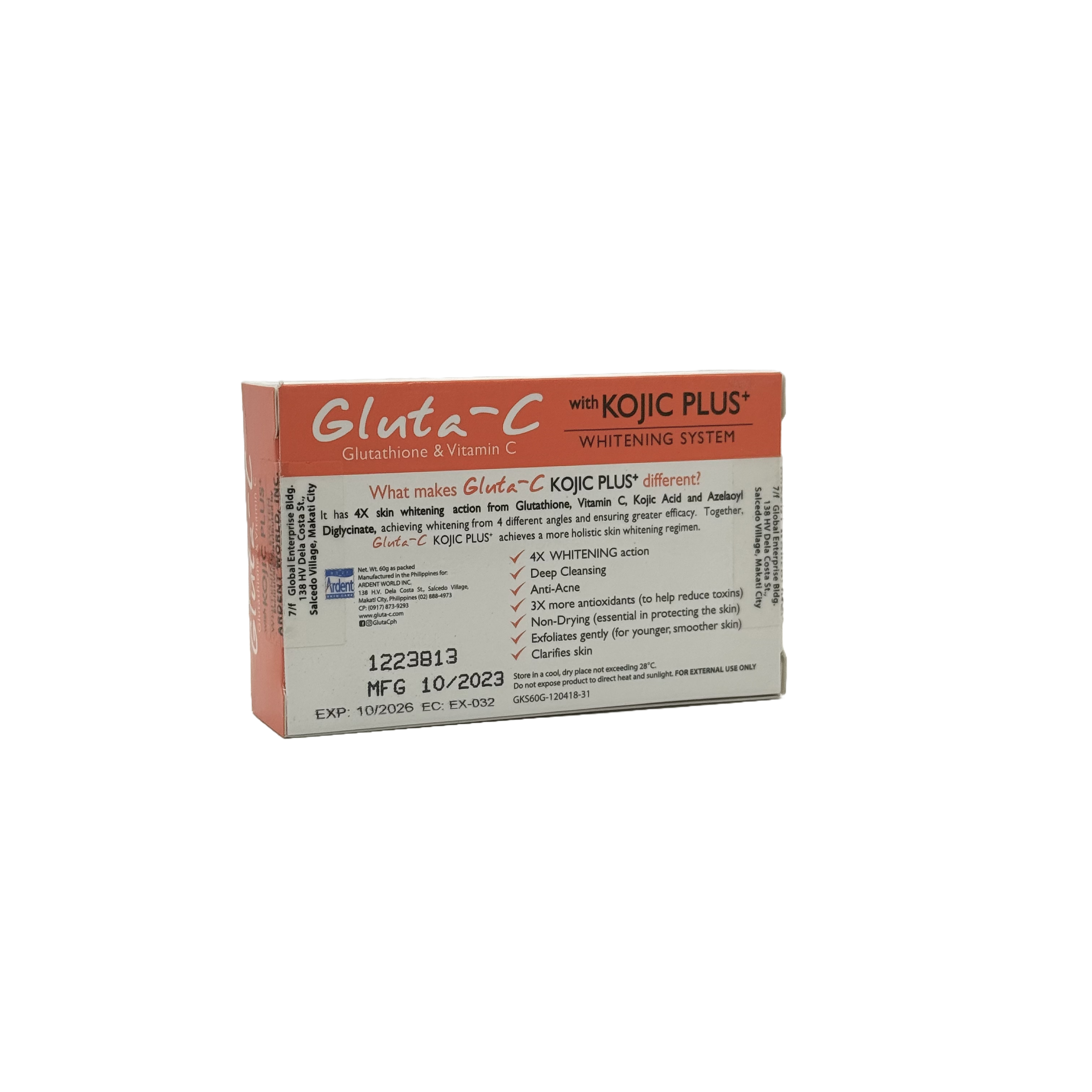 Gluta C Face & Body Soap With Kojic Plus Whitening System 60g - صابون غلوتا سي للوجه والجسم بنظام كوجيك بلس للتفتيح 60 جم