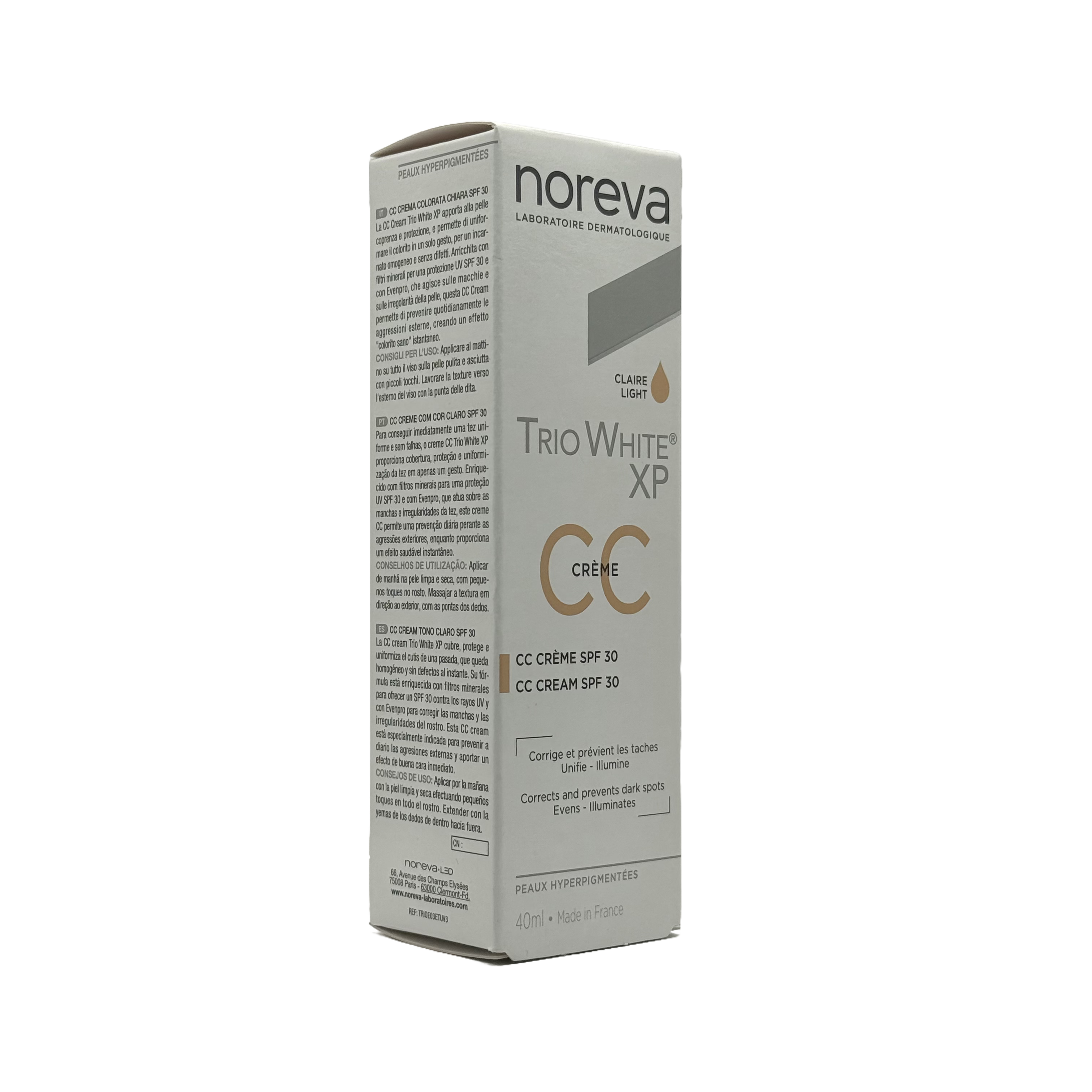 Noreva Trio White XP CC Cream SPF 30 Light 40 ml - نوريفا تريو وايت إكس بي سي سي كريم مع حماية SPF 30 لايت 40 مل