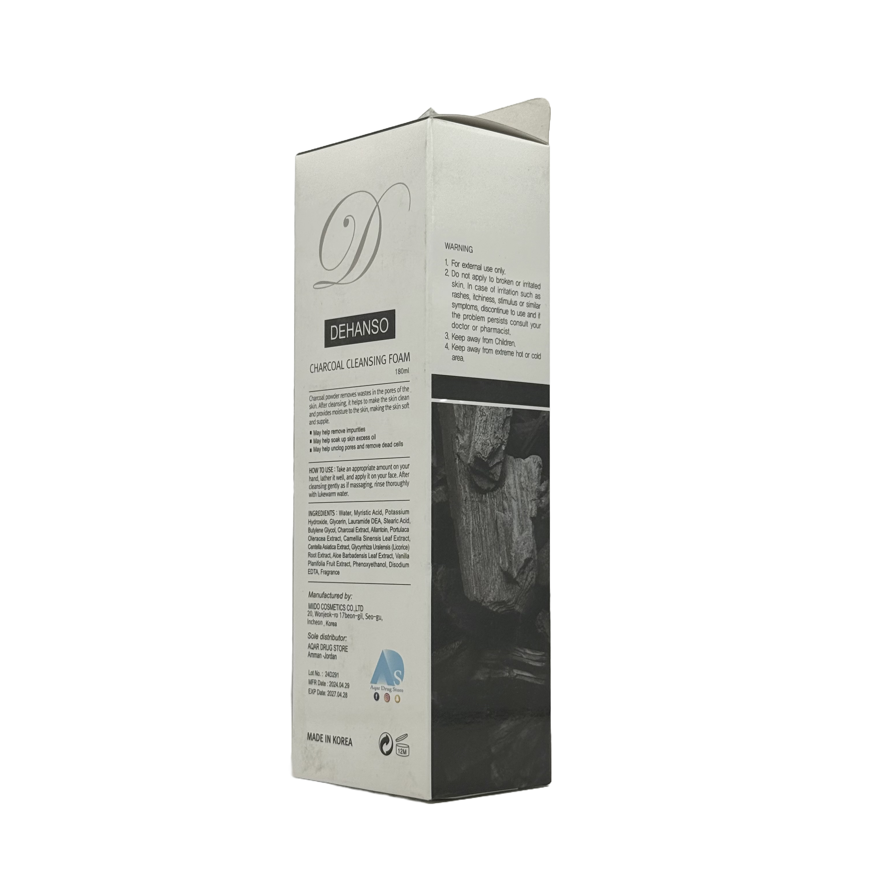 DeHanso Charcoal Cleansing Foam 180 ml - دي هانسو فوم تنظيف الفحم 180 مل