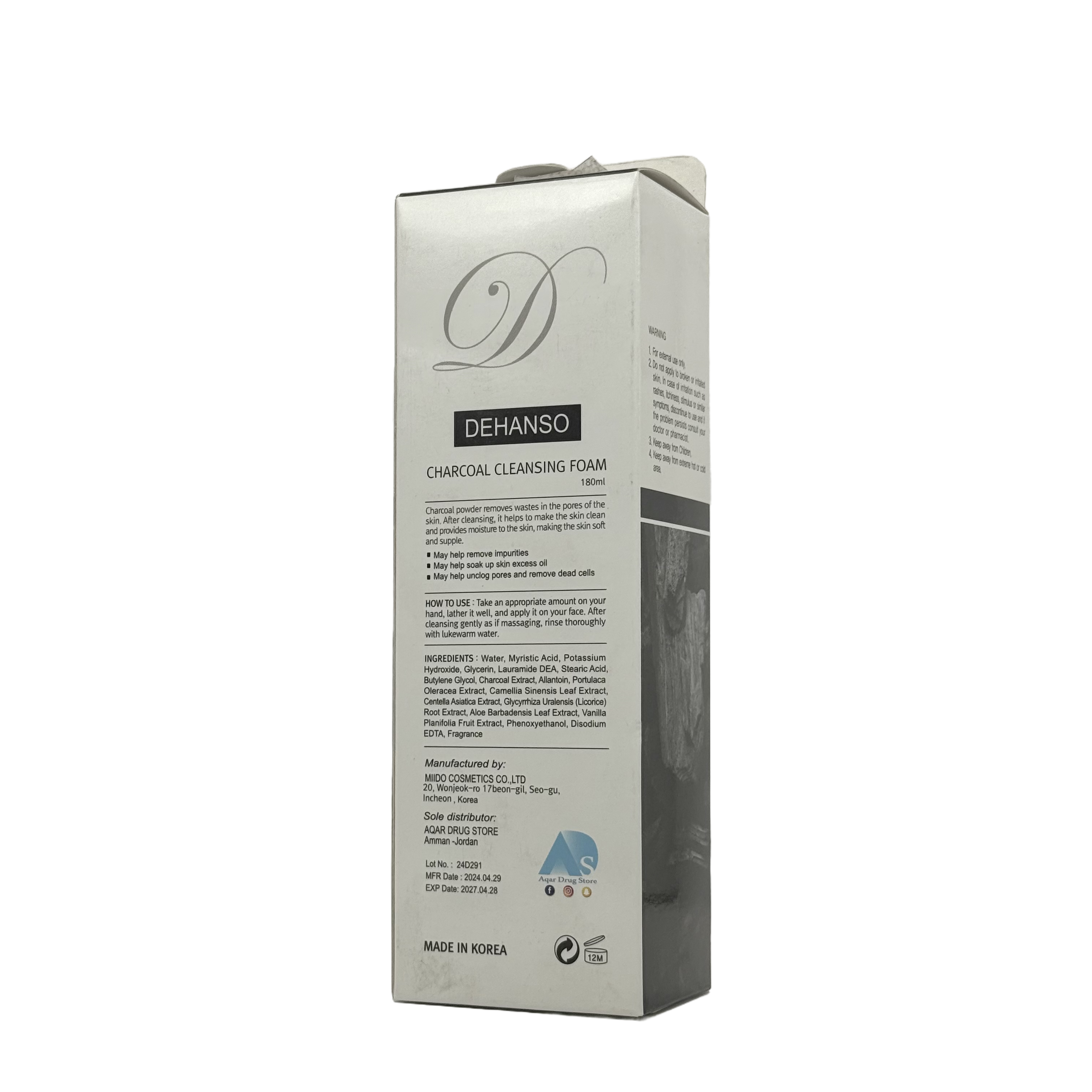 DeHanso Charcoal Cleansing Foam 180 ml - دي هانسو فوم تنظيف الفحم 180 مل