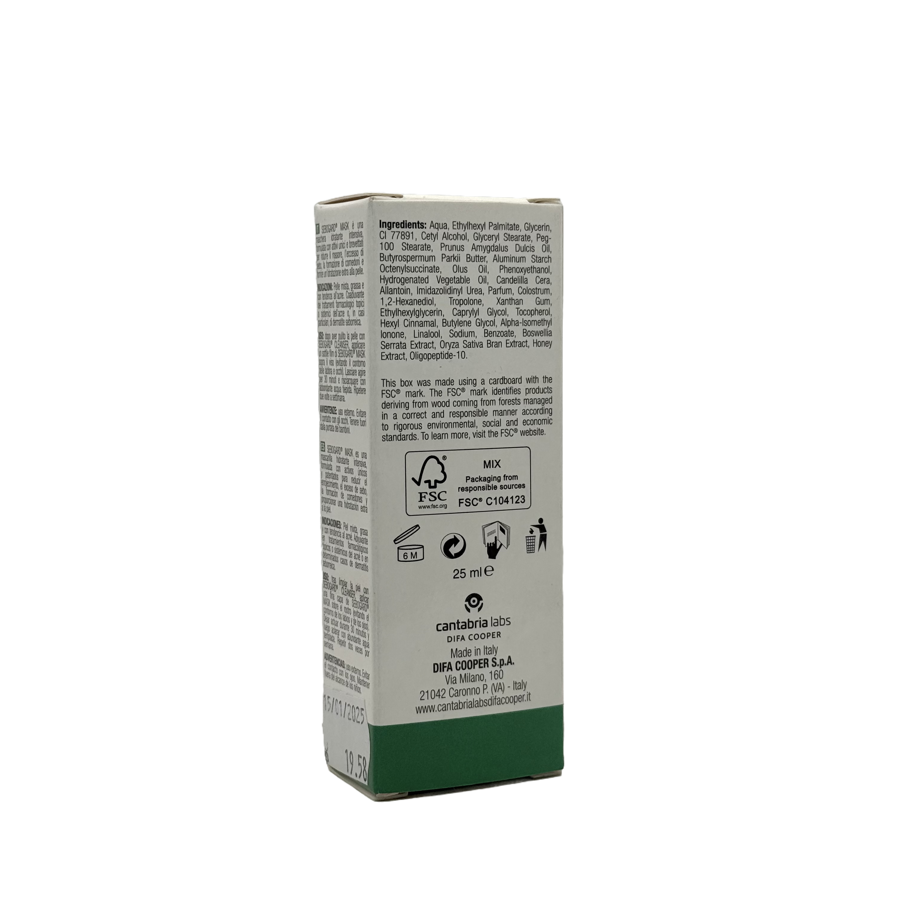 Difa Cooper Sebogard Intensive Moisturizing Mask 25 ml - ديفا كوبر سيبوغارد ماسك ترطيب مكثف 25 مل