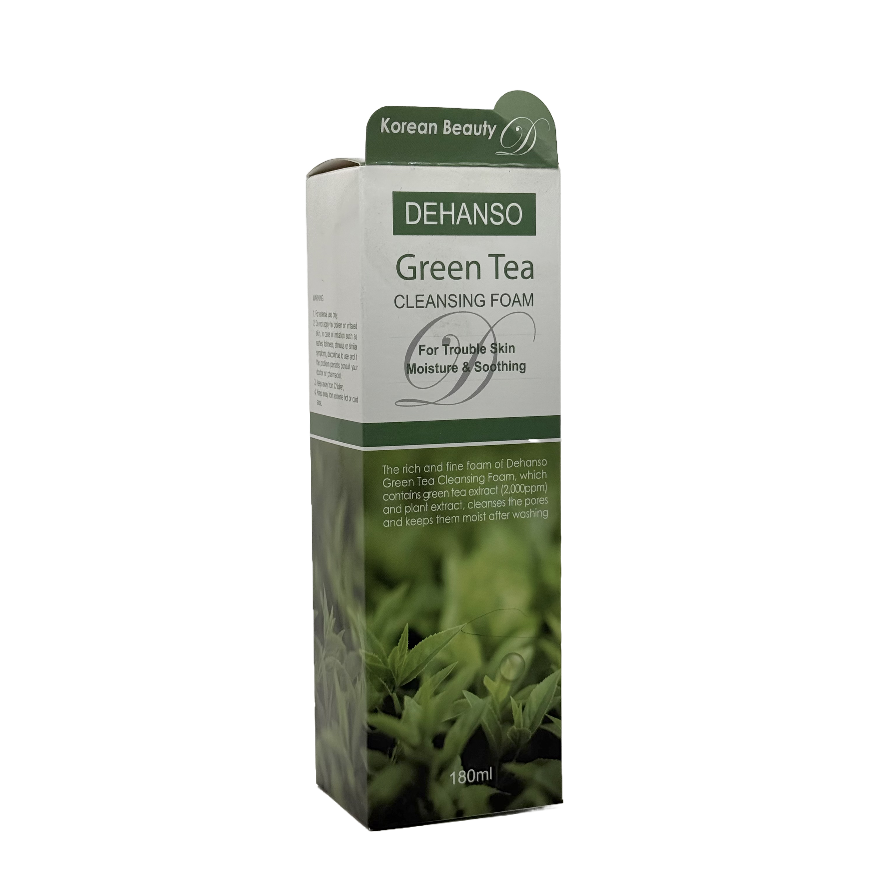 Dehanso Green Tea Cleansing Foam 180ml - ديهانسو غسول رغوي بالشاي الأخضر 180 مل