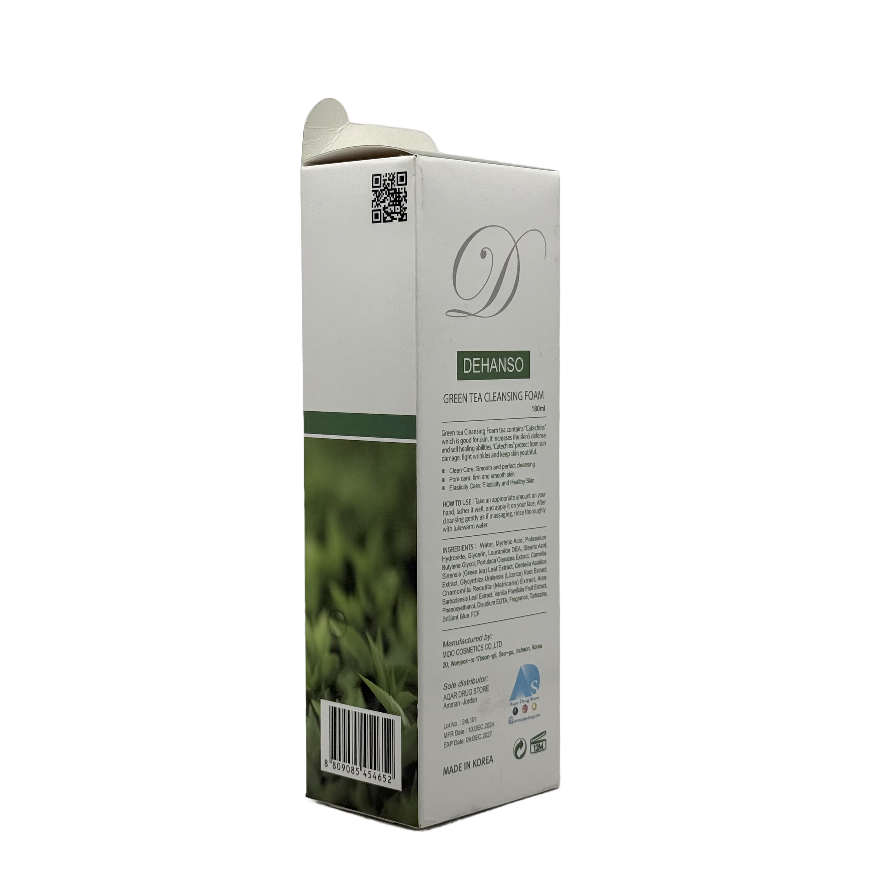 Dehanso Green Tea Cleansing Foam 180ml - ديهانسو غسول رغوي بالشاي الأخضر 180 مل