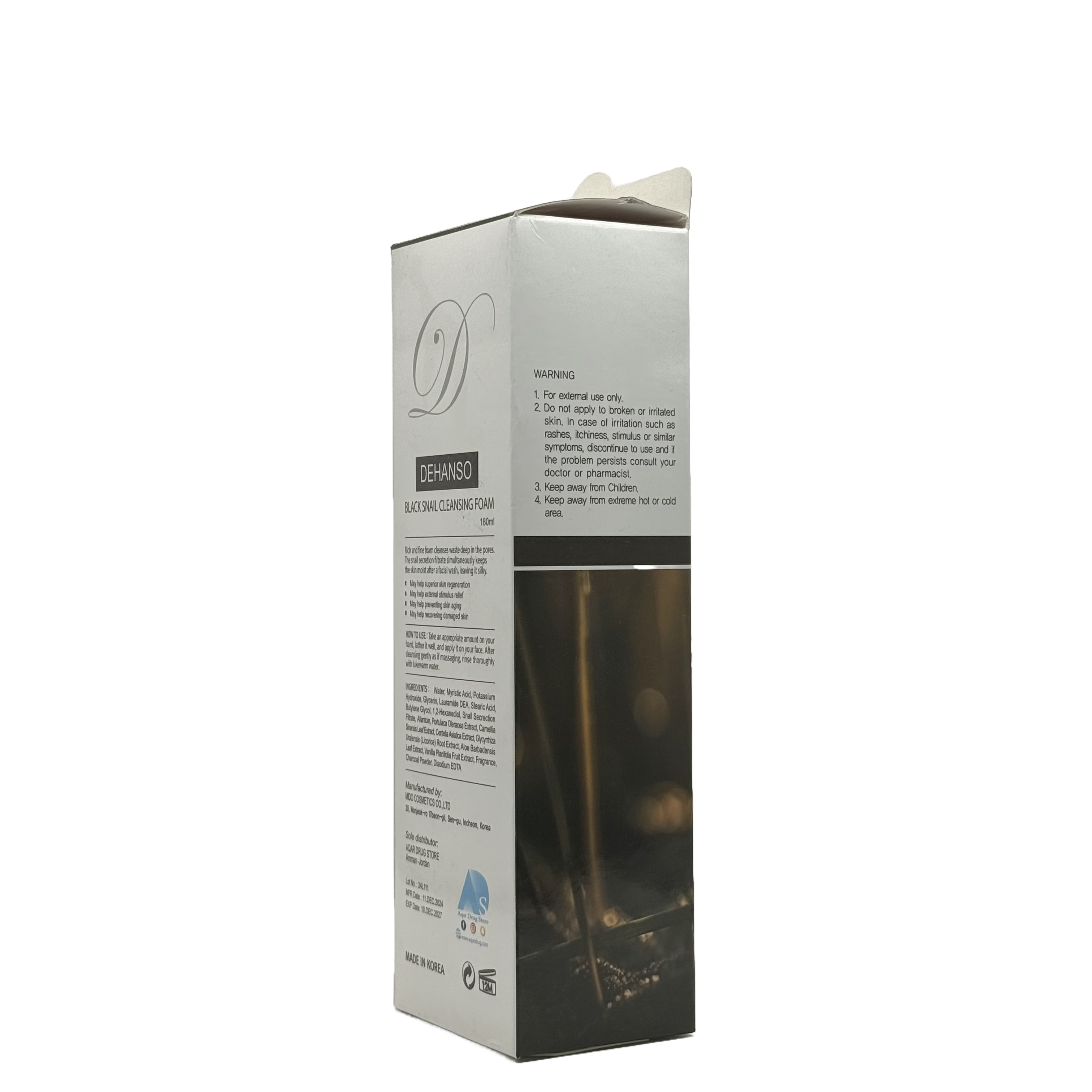 Dehanso Black Snail Cleansing Foam 180ml - ديهانسو غسول الرغوة بخلاصة الحلزون الأسود 180 مل