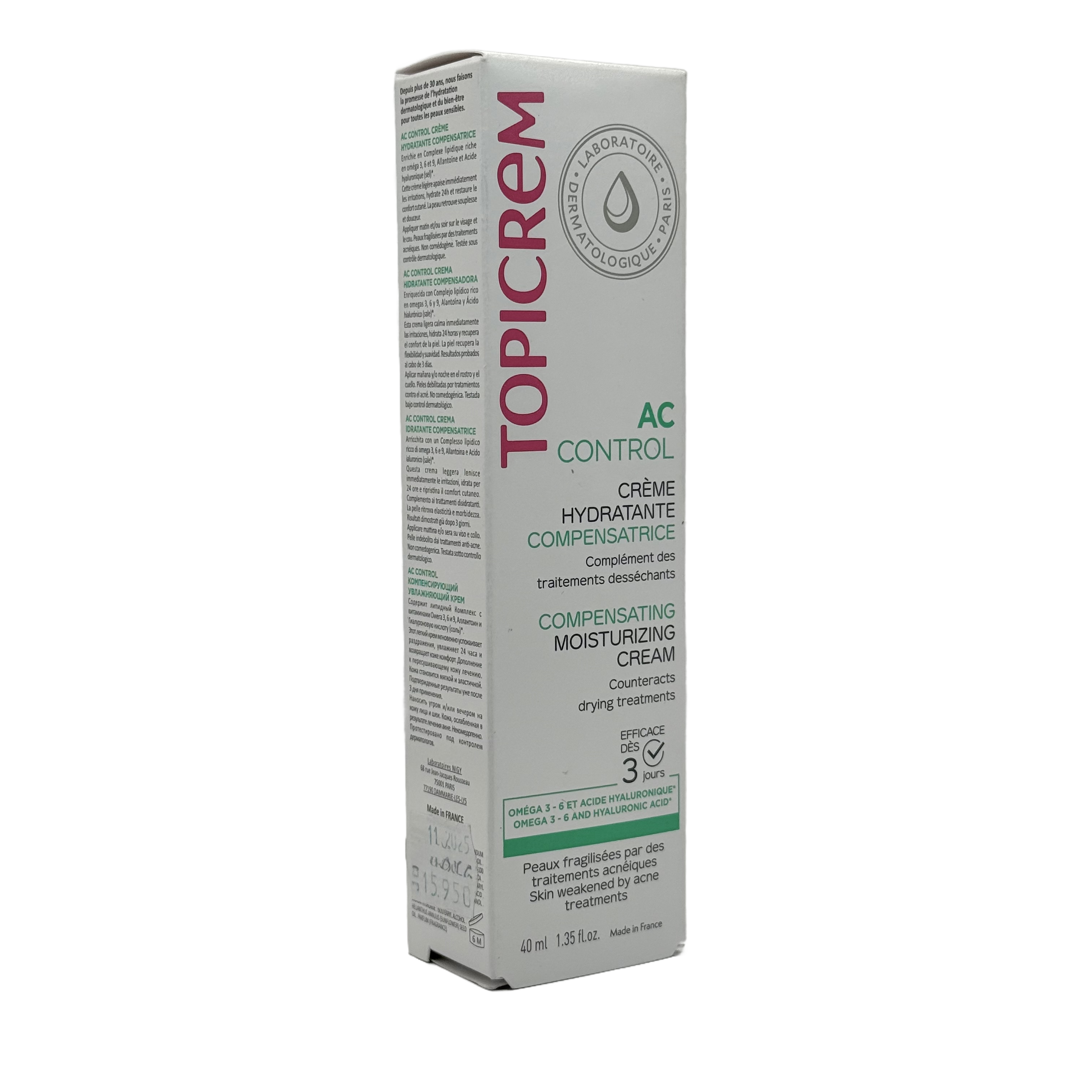 Topicrem AC Control Compensating Moisturizer 40ml - توبيكريم ايه سي كنترول كريم مرطب معوض 40 مل