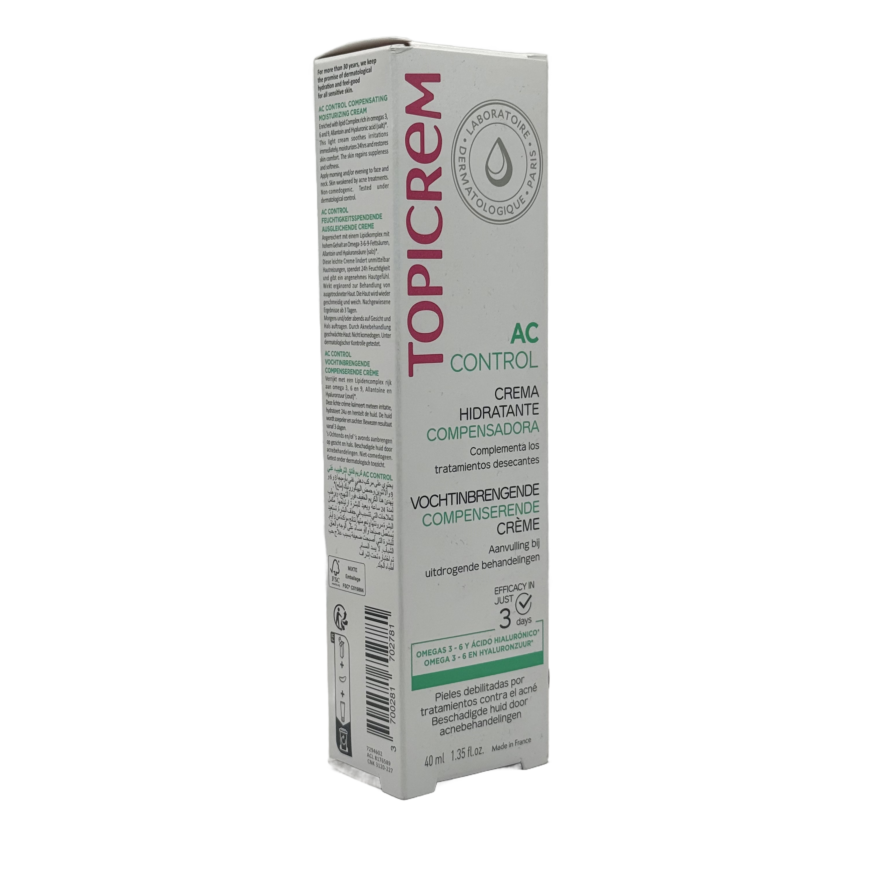 Topicrem AC Control Compensating Moisturizer 40ml - توبيكريم ايه سي كنترول كريم مرطب معوض 40 مل