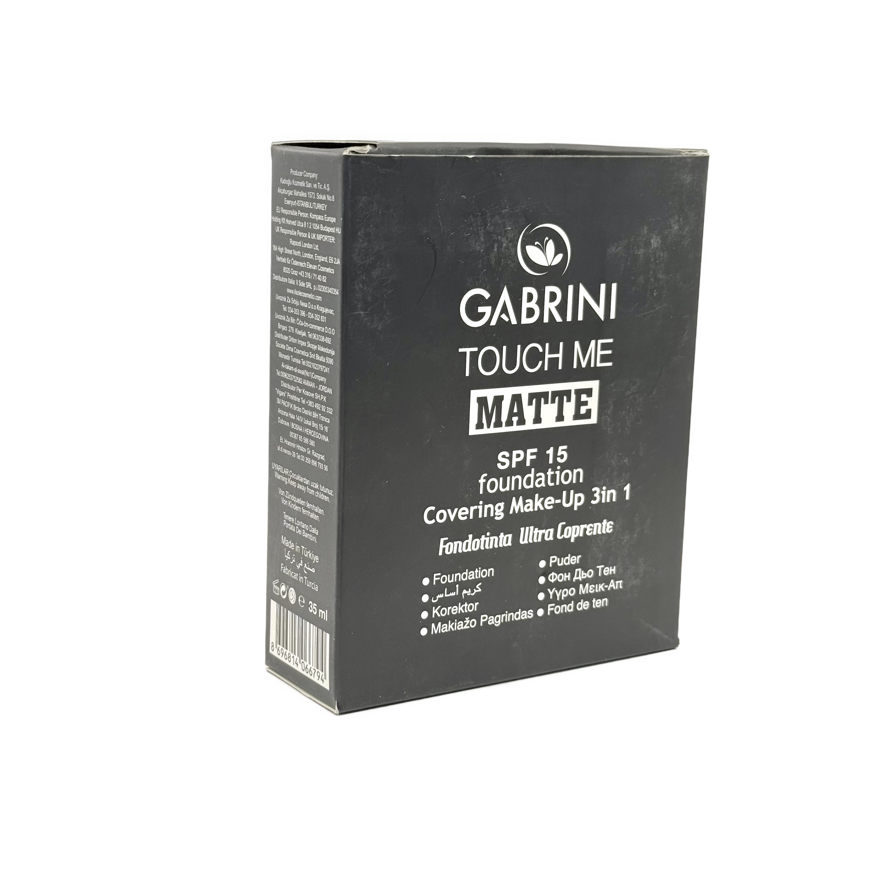 GABRINI TOUCH ME Matte Foundation SPF15 35ml - كريم أساس جابريني تاتش مي مطفي SPF15 35 مل
