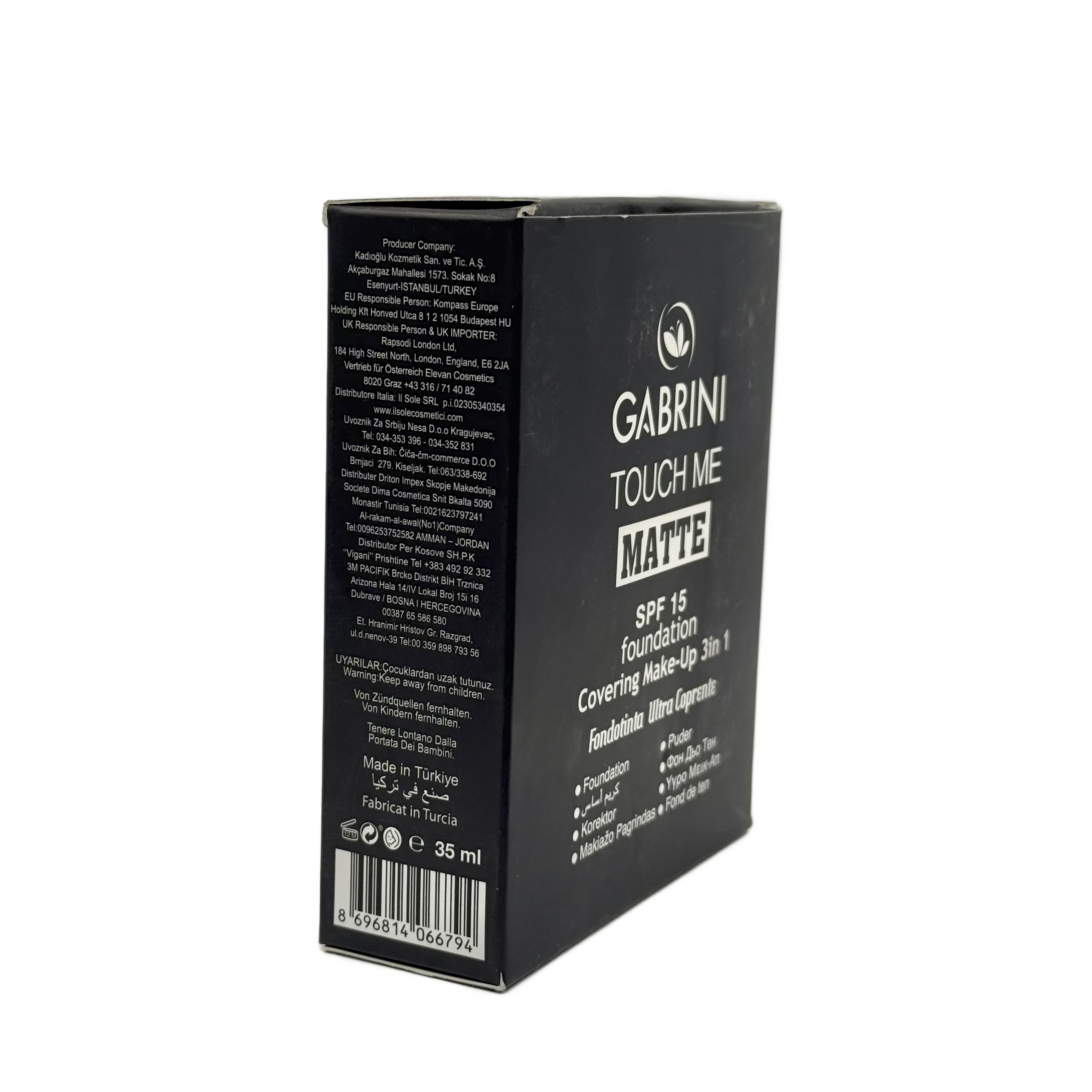 GABRINI TOUCH ME Matte Foundation SPF15 35ml - كريم أساس جابريني تاتش مي مطفي SPF15 35 مل