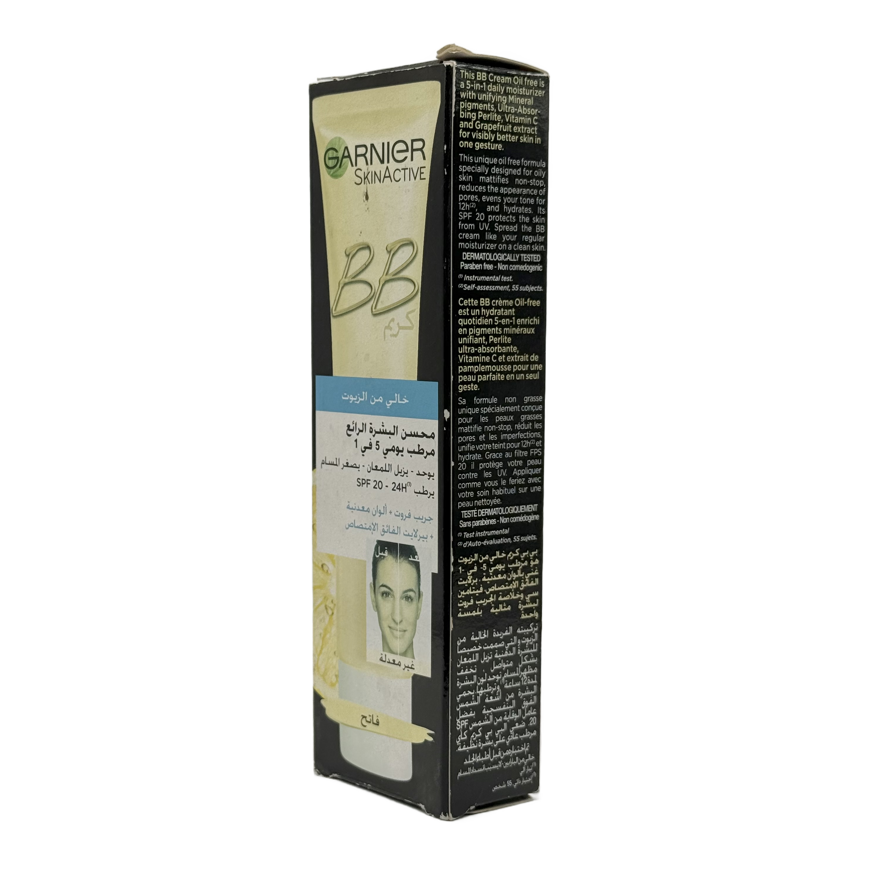 Garnier BB Cream 5-in-1 for Combo to Oily Skin with SPF 20 Light to Medium 60ML - كريم غارنييه بي بي 5 في 1 للبشرة المختلطة إلى الدهنية مع واقي شمس SPF 20 لون فاتح إلى متوسط 60 مل