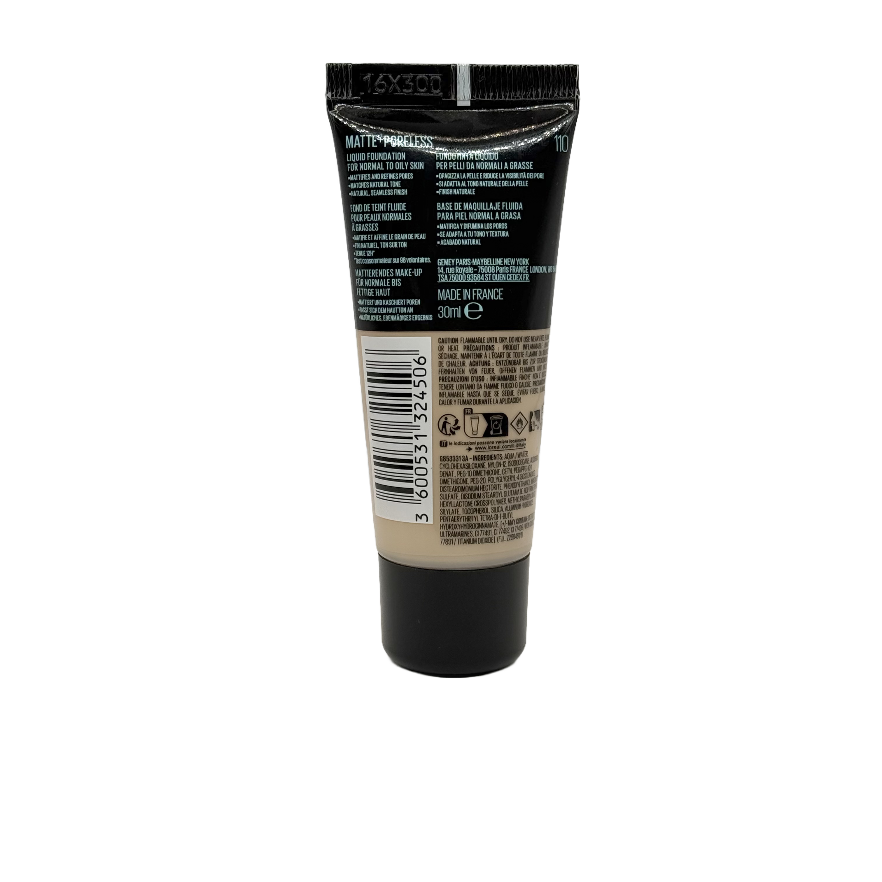 Maybelline Fit Me Matte + Poreless Foundation 30ml - كريم أساس ميبيلين فيت مي مطفي ومخفي للمسام 30 مل