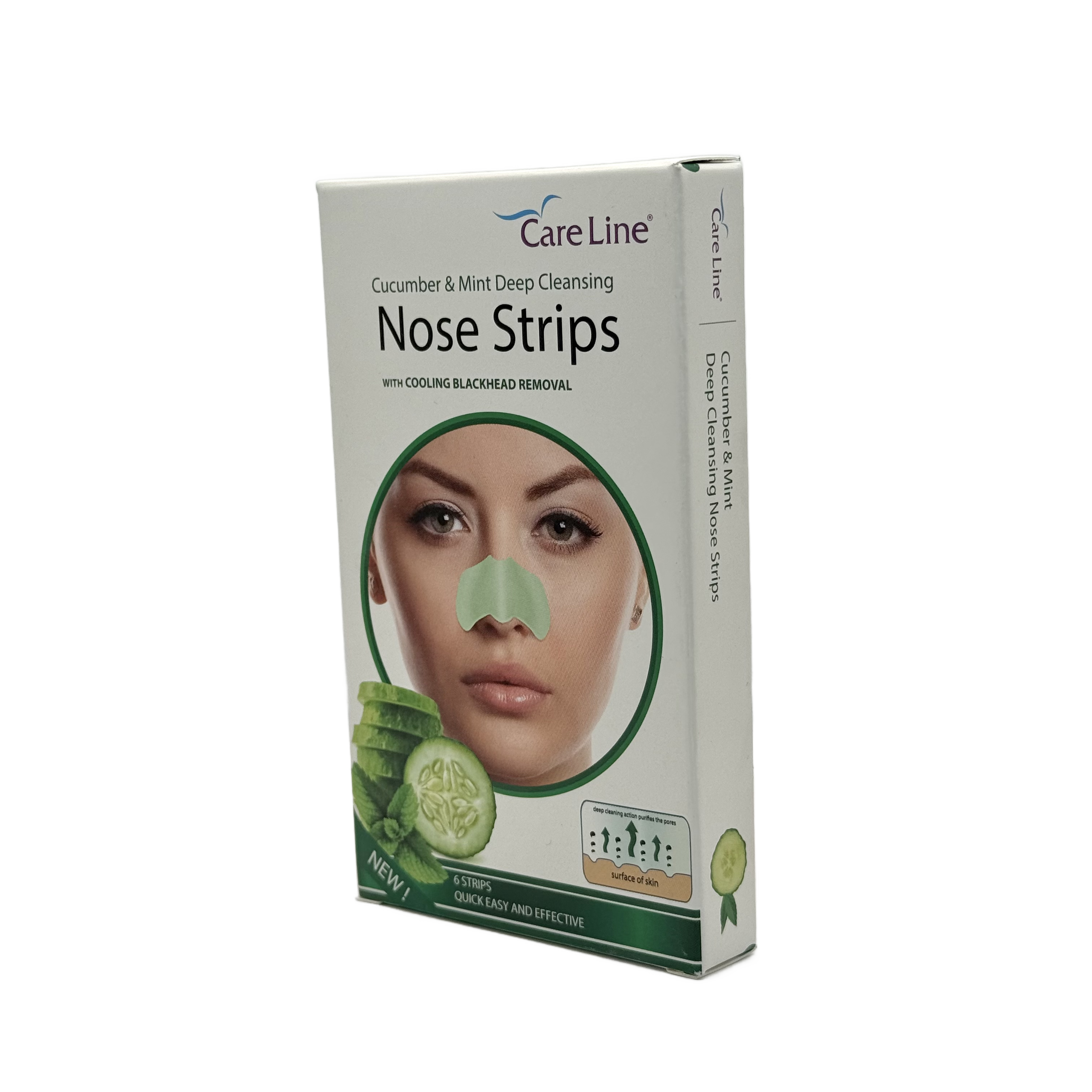 Careline Cucumber & Mint Nose Pore Strips 6 strips - شرائط مسام الأنف كيرلاين بالخيار والنعناع 6 شرائط