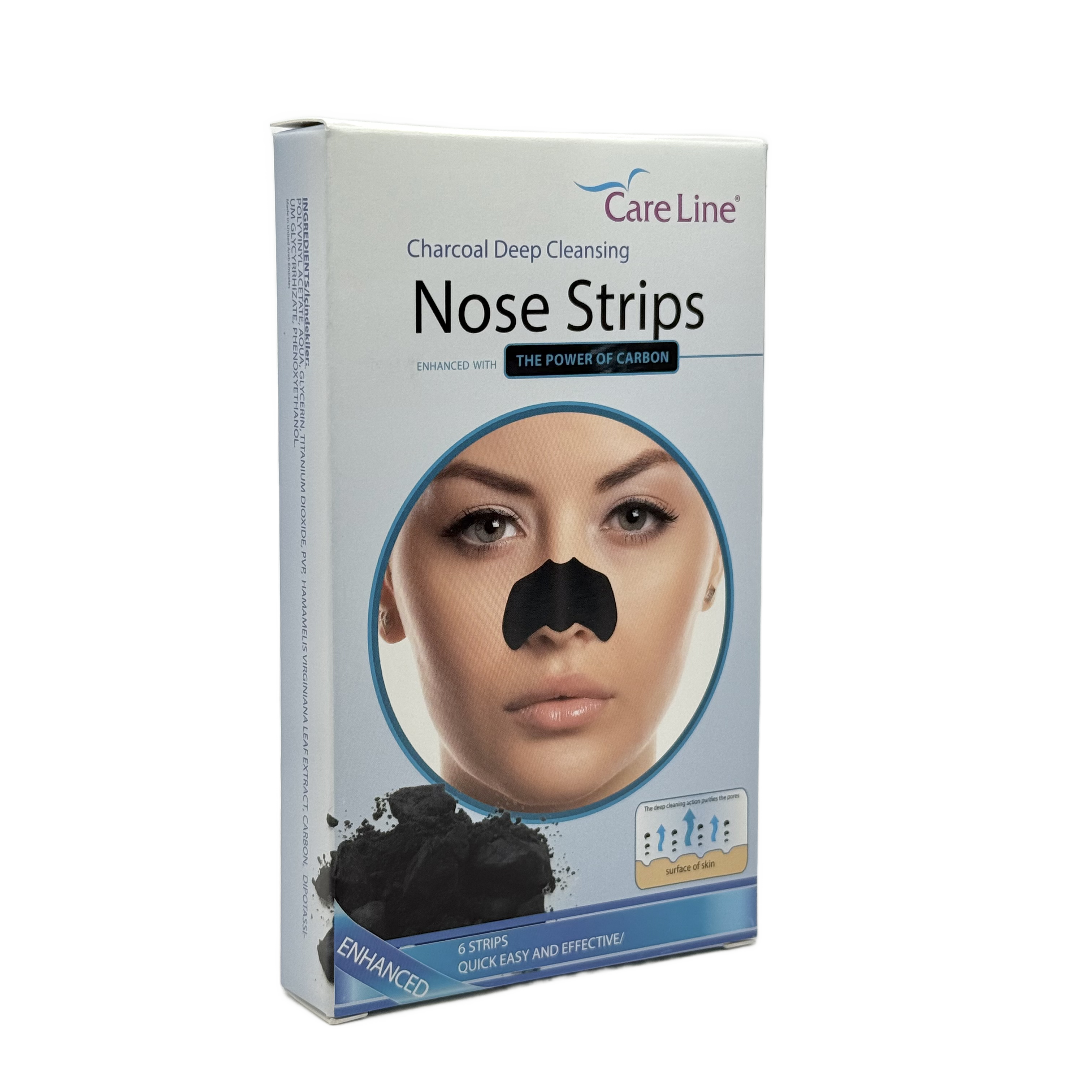 Careline Charcoal Nose Pore Strips 6 strips - شرائط مسام الأنف كيرلاين بالفحم 6 شرائط