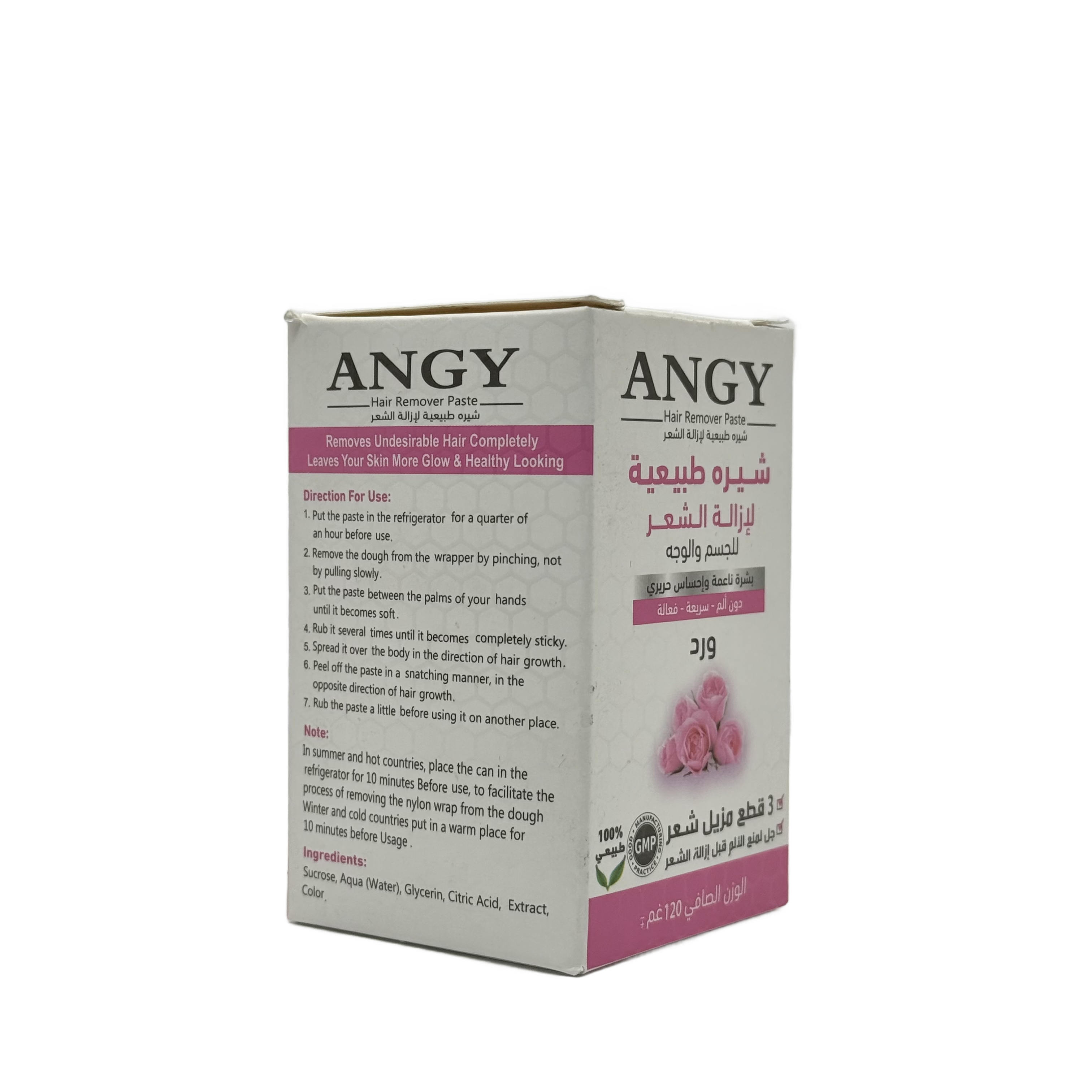 Angy Natural Hair Removal Paste Rose 120 g - معجون أنجي الطبيعي لإزالة الشعر بالورد 120 غ