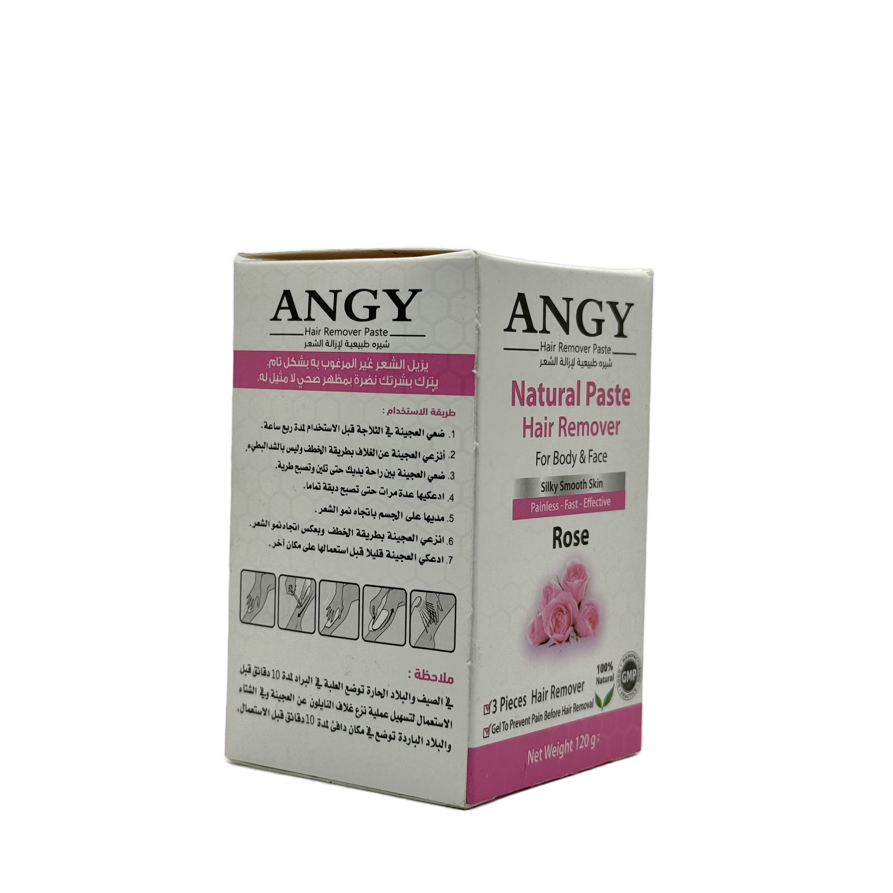 Angy Natural Hair Removal Paste Rose 120 g - معجون أنجي الطبيعي لإزالة الشعر بالورد 120 غ