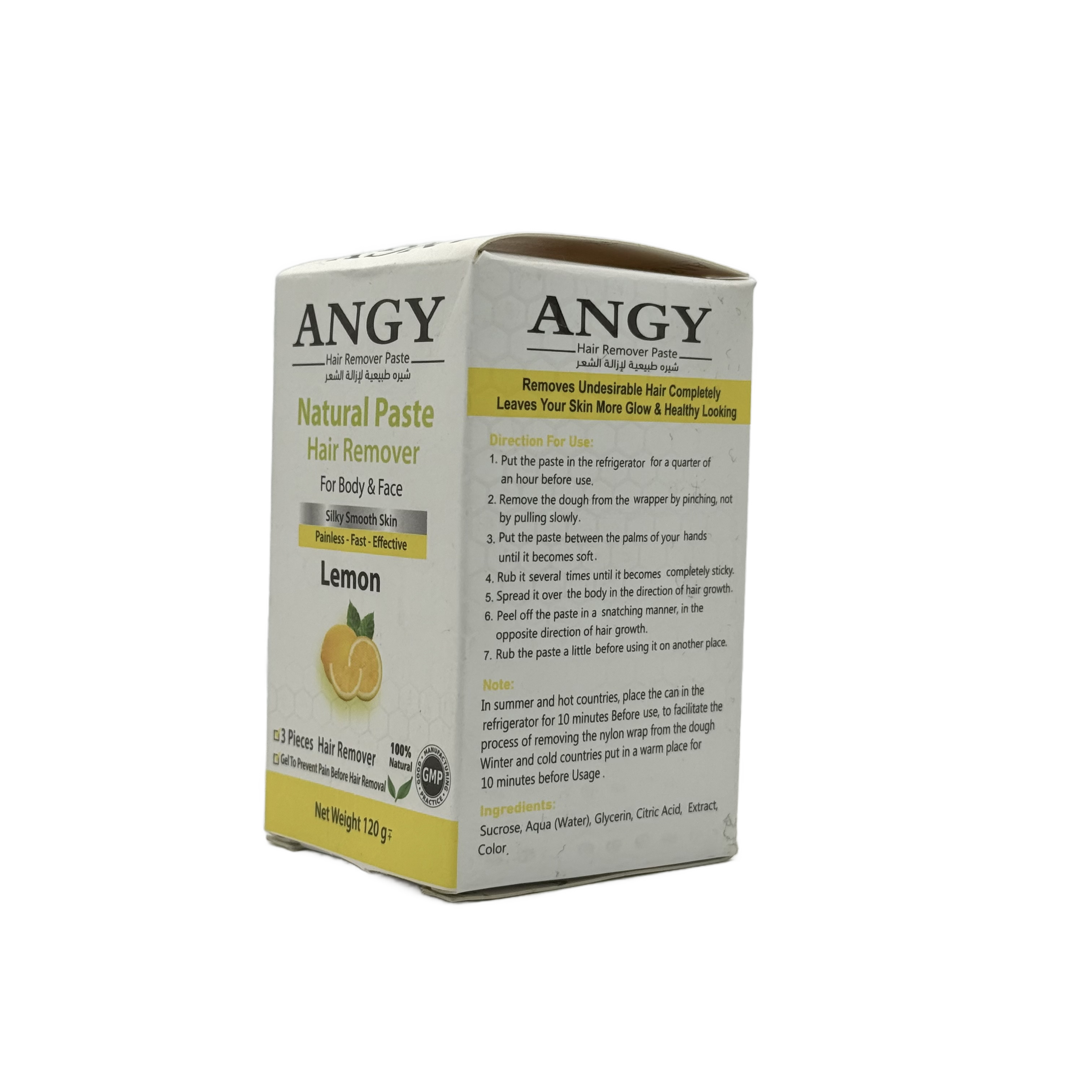 Angy Natural Hair Removal Paste Lemon 120 g - معجون أنجي الطبيعي لإزالة الشعر بالليمون 120 غ