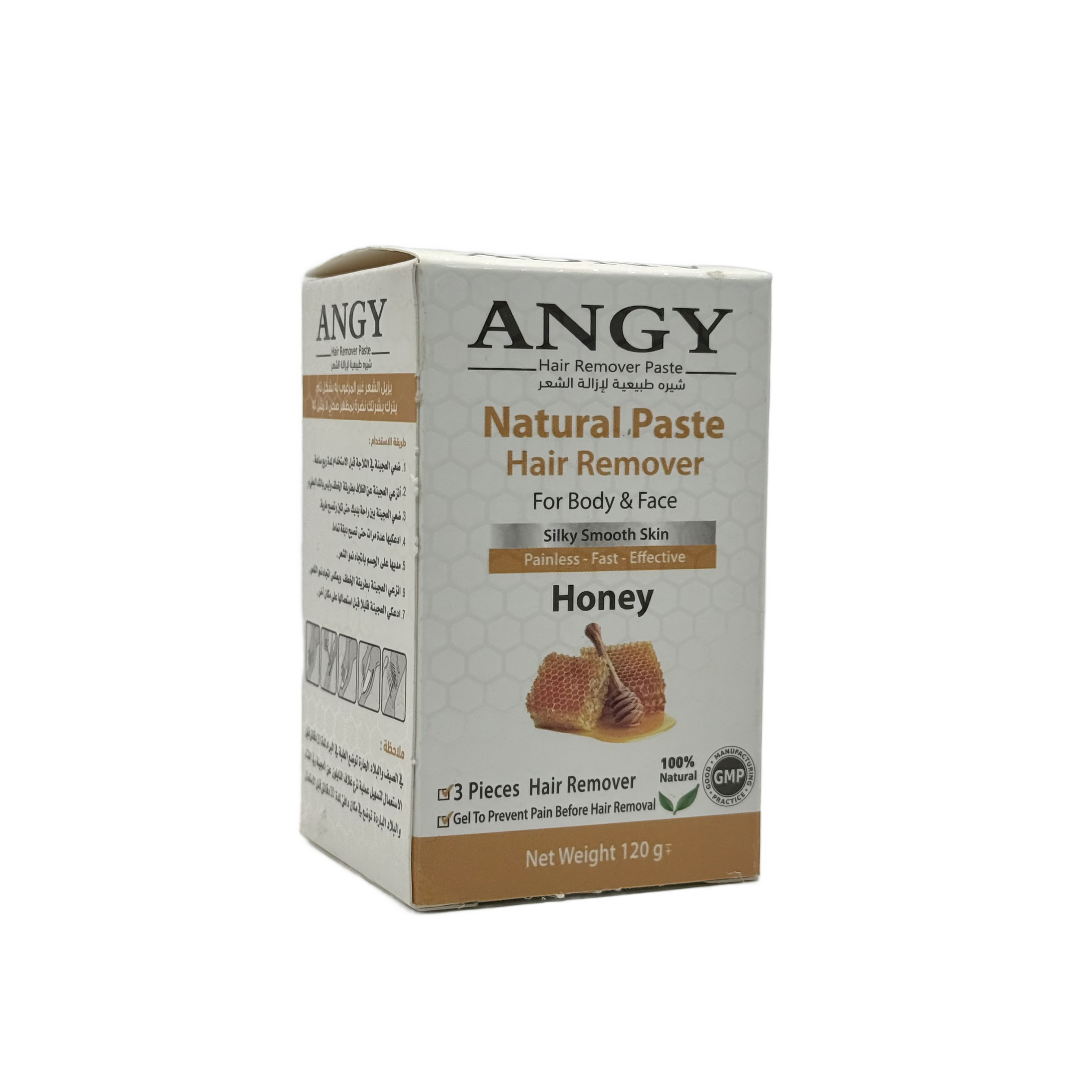 Angy Natural Hair Removal Paste Honey 120 g - معجون أنجي الطبيعي لإزالة الشعر بالعسل 120 غ