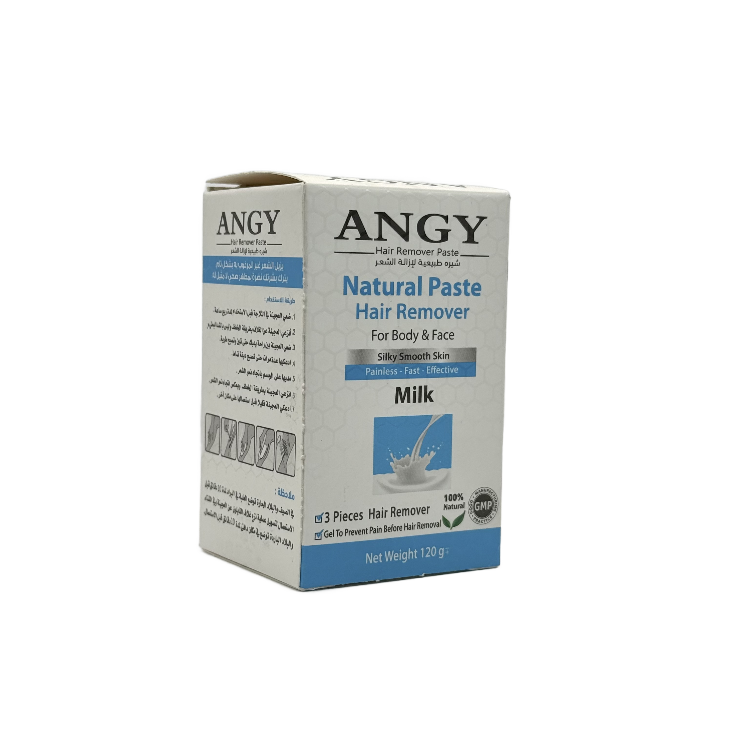 Angy Natural Hair Removal Paste Milk 120 g - معجون أنجي الطبيعي لإزالة الشعر بالحليب 120 غ