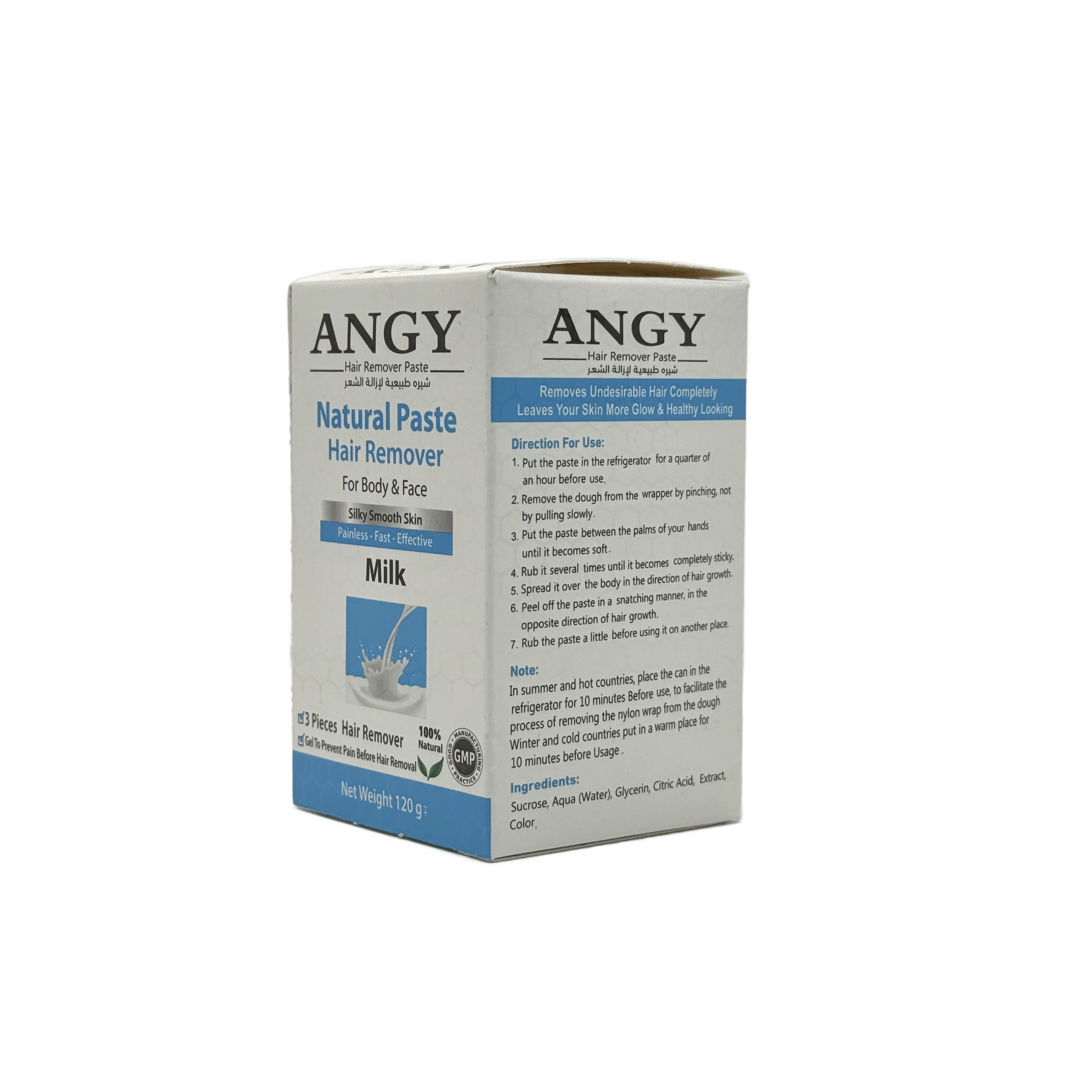 Angy Natural Hair Removal Paste Milk 120 g - معجون أنجي الطبيعي لإزالة الشعر بالحليب 120 غ