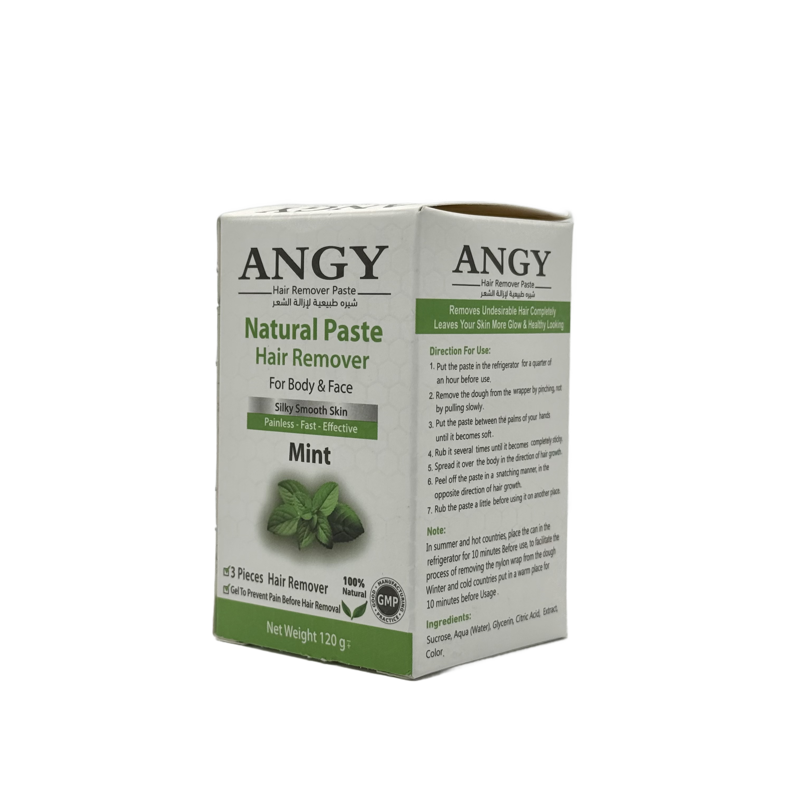 Angy Natural Hair Removal Paste Mint 120 g - معجون أنجي الطبيعي لإزالة الشعر بالنعناع 120 غ