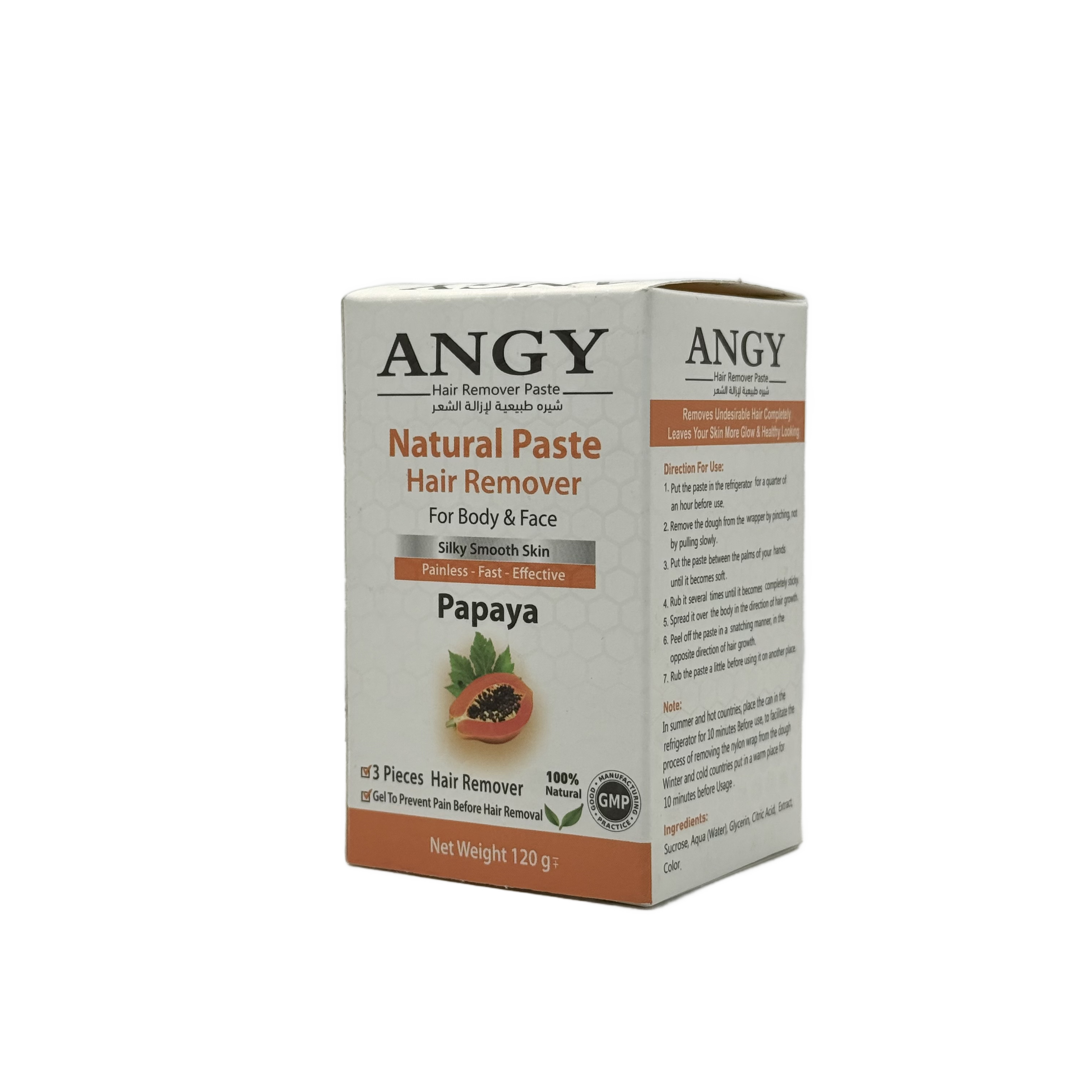 Angy Natural Hair Removal Paste Papaya 120 g - معجون أنجي الطبيعي لإزالة الشعر بالبابايا 120 غ