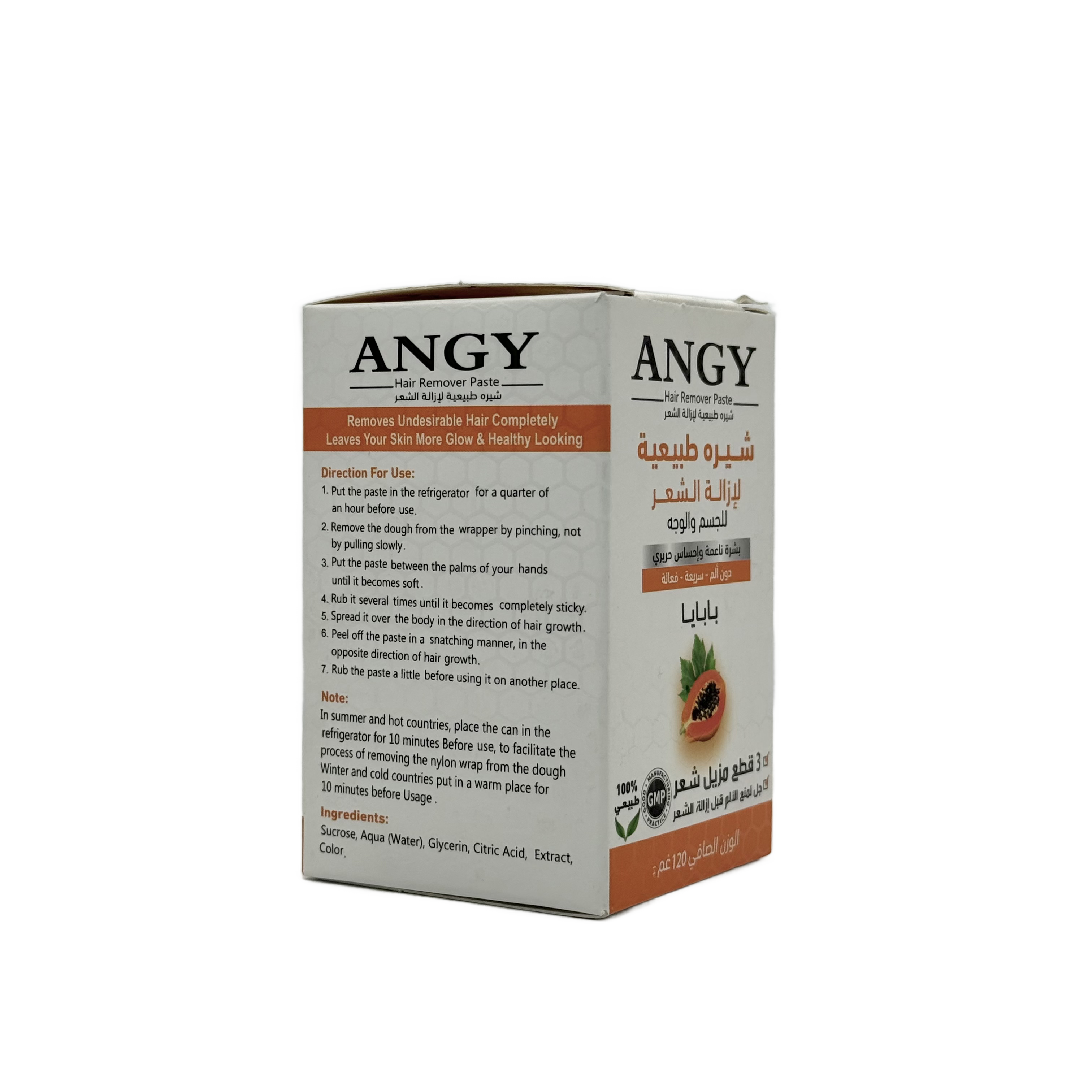Angy Natural Hair Removal Paste Papaya 120 g - معجون أنجي الطبيعي لإزالة الشعر بالبابايا 120 غ