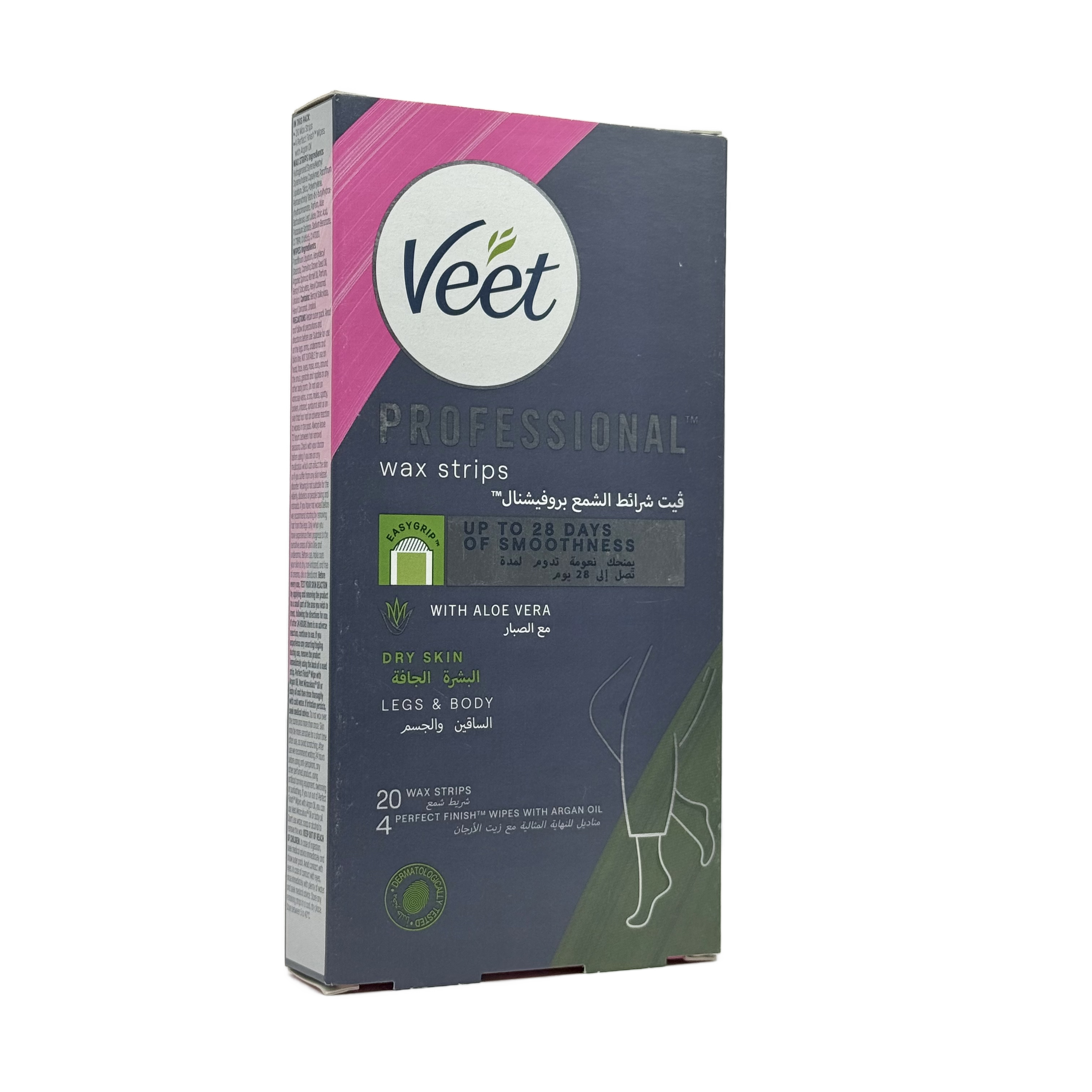 Veet Professional Wax Strips Dry Skin 20 strips - شرائط شمع فيت بروفيشنال للبشرة الجافة 20 شريط