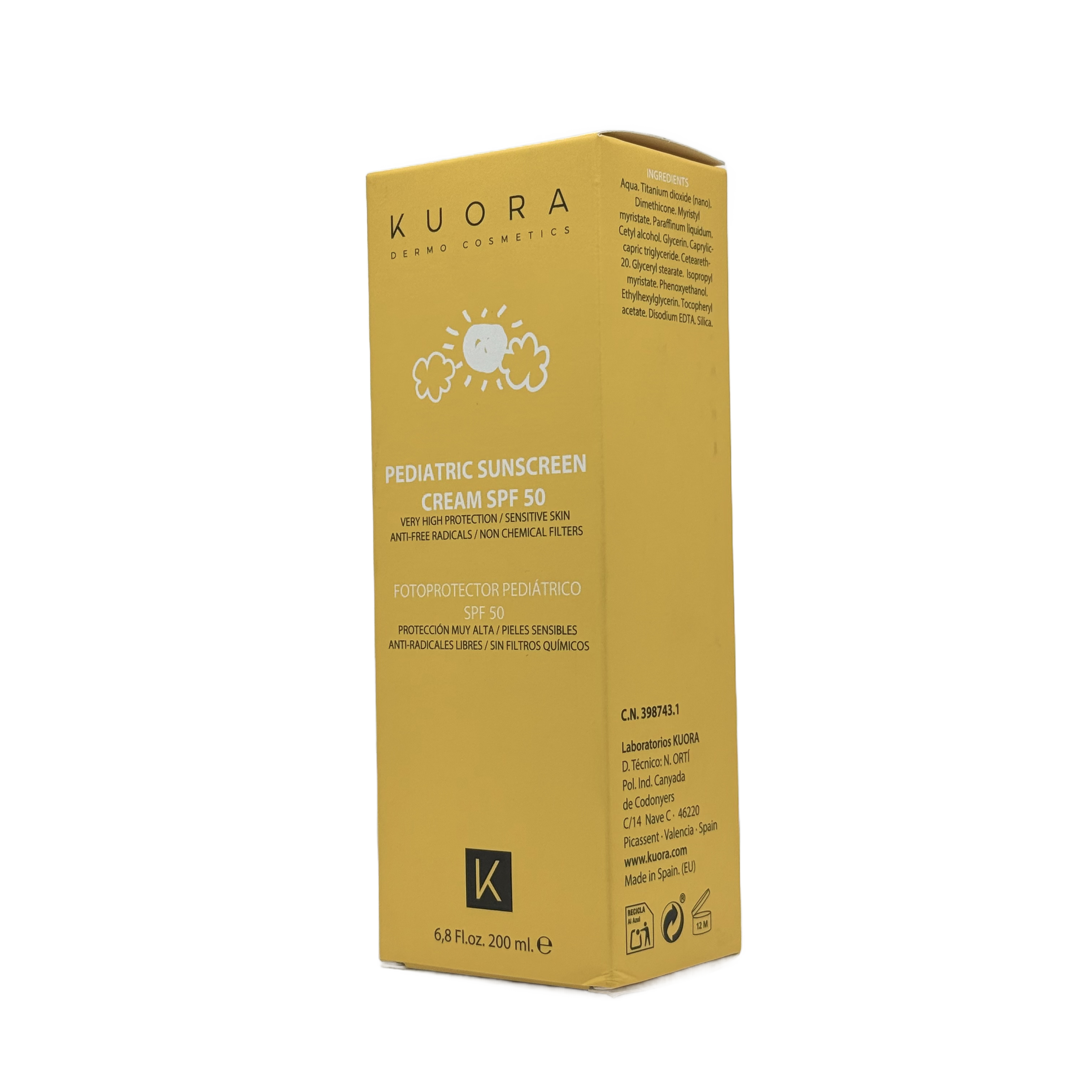 Kuora Pediatric Sunscreen SPF 50+ 200ml - كيورا واقي شمس للأطفال SPF 50+ 200 مل