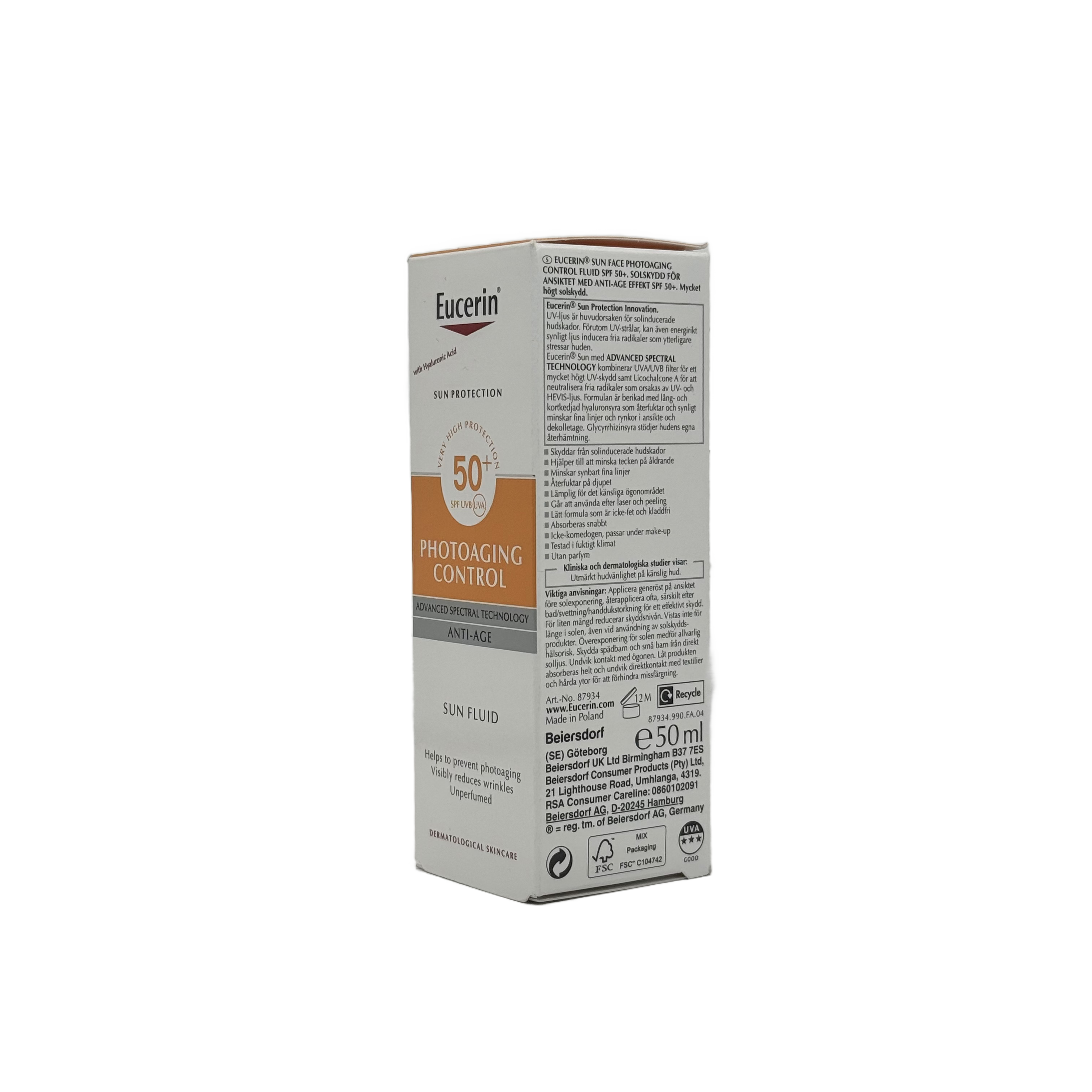 Eucerin Photoaging Control Fluid SPF 50+ 50ml - يوسرين فوتو إيجينغ كنترول فلويد SPF 50+ 50 مل