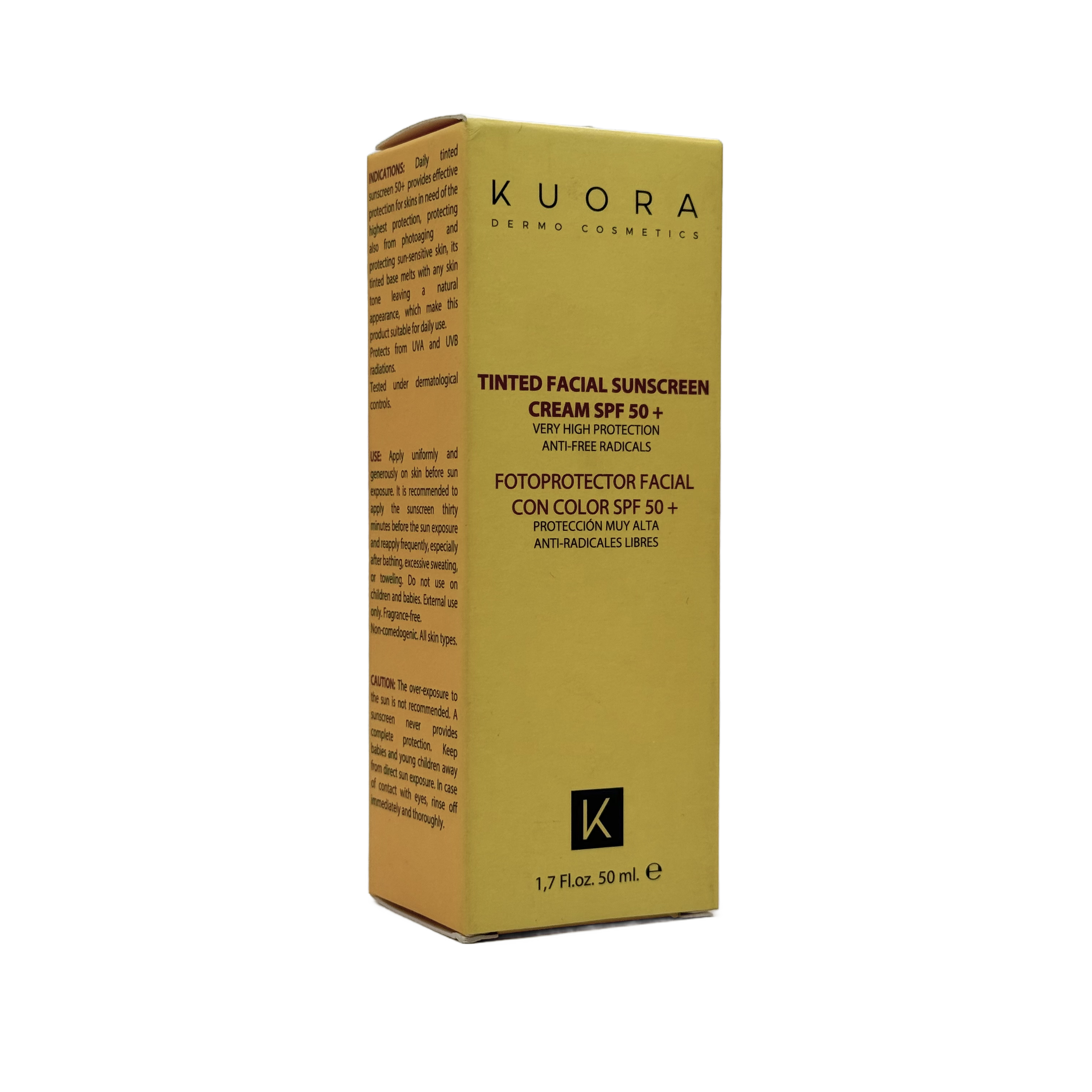 Kuora Tinted Facial Sunscreen Cream SPF 50+ 50ml - كيورا كريم واقي شمس ملون للوجه SPF 50+ 50 مل