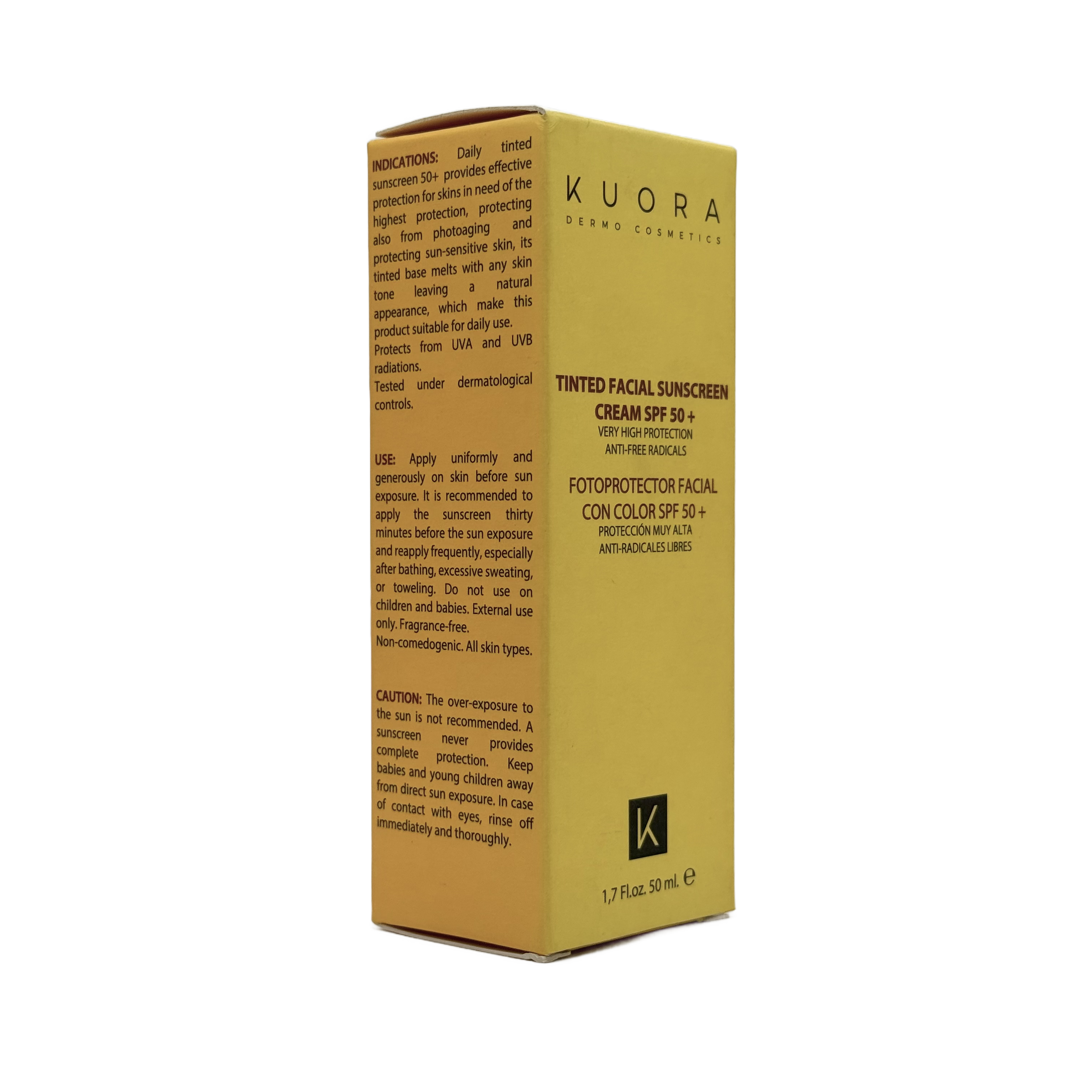 Kuora Tinted Facial Sunscreen Cream SPF 50+ 50ml - كيورا كريم واقي شمس ملون للوجه SPF 50+ 50 مل