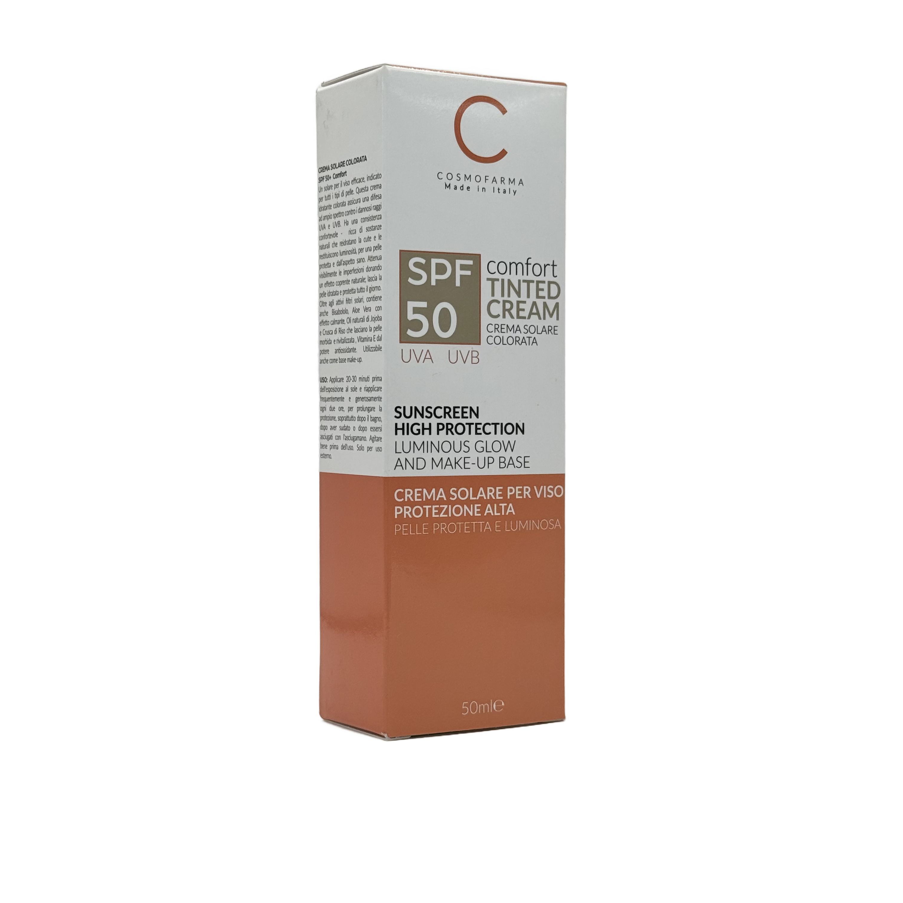 Cosmo Farma Comfort SPF 50 Sunblock Tinted Cream 50ml - كوزمو فارما كومفورت واقي شمس ملون SPF 50 كريم 50 مل