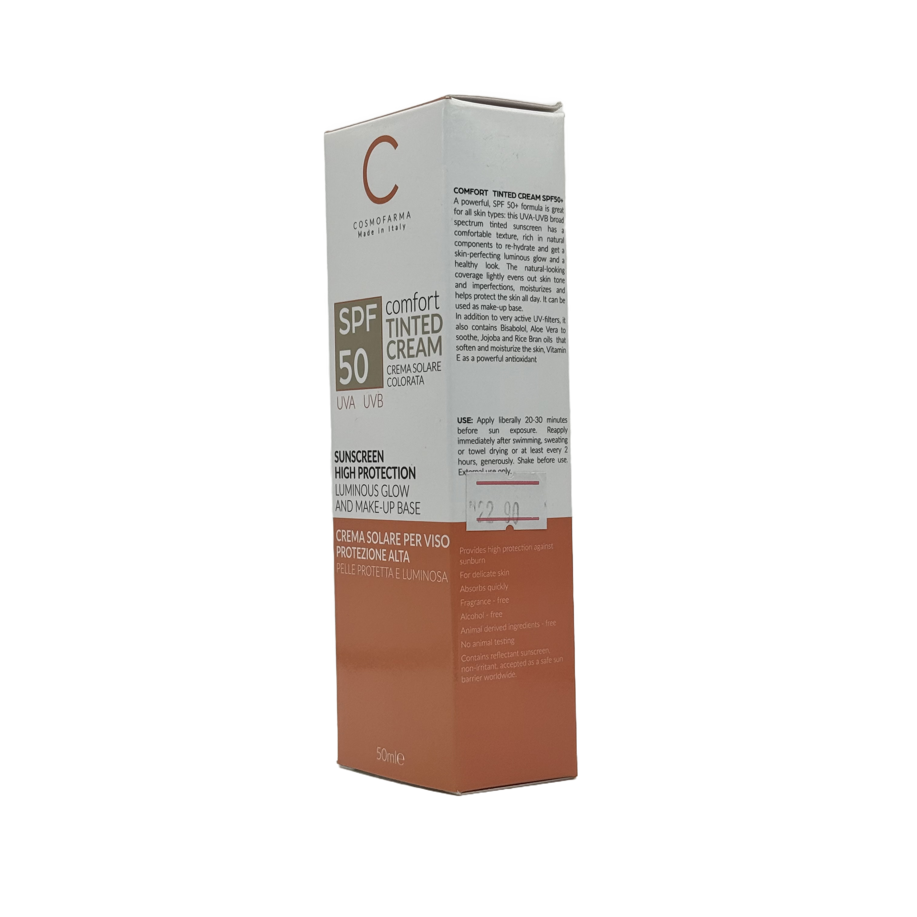 Cosmo Farma Comfort SPF 50 Sunblock Tinted Cream 50ml - كوزمو فارما كومفورت واقي شمس ملون SPF 50 كريم 50 مل